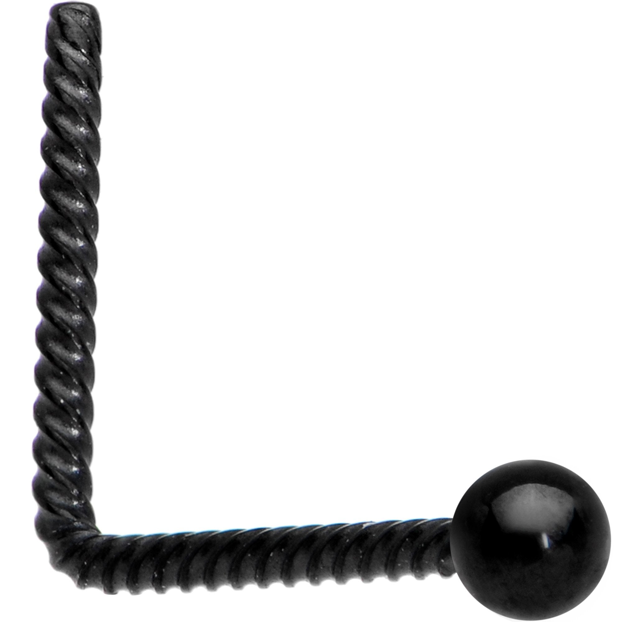 2mm Ball End Black IP So Twisted L Shaped Nose Ring