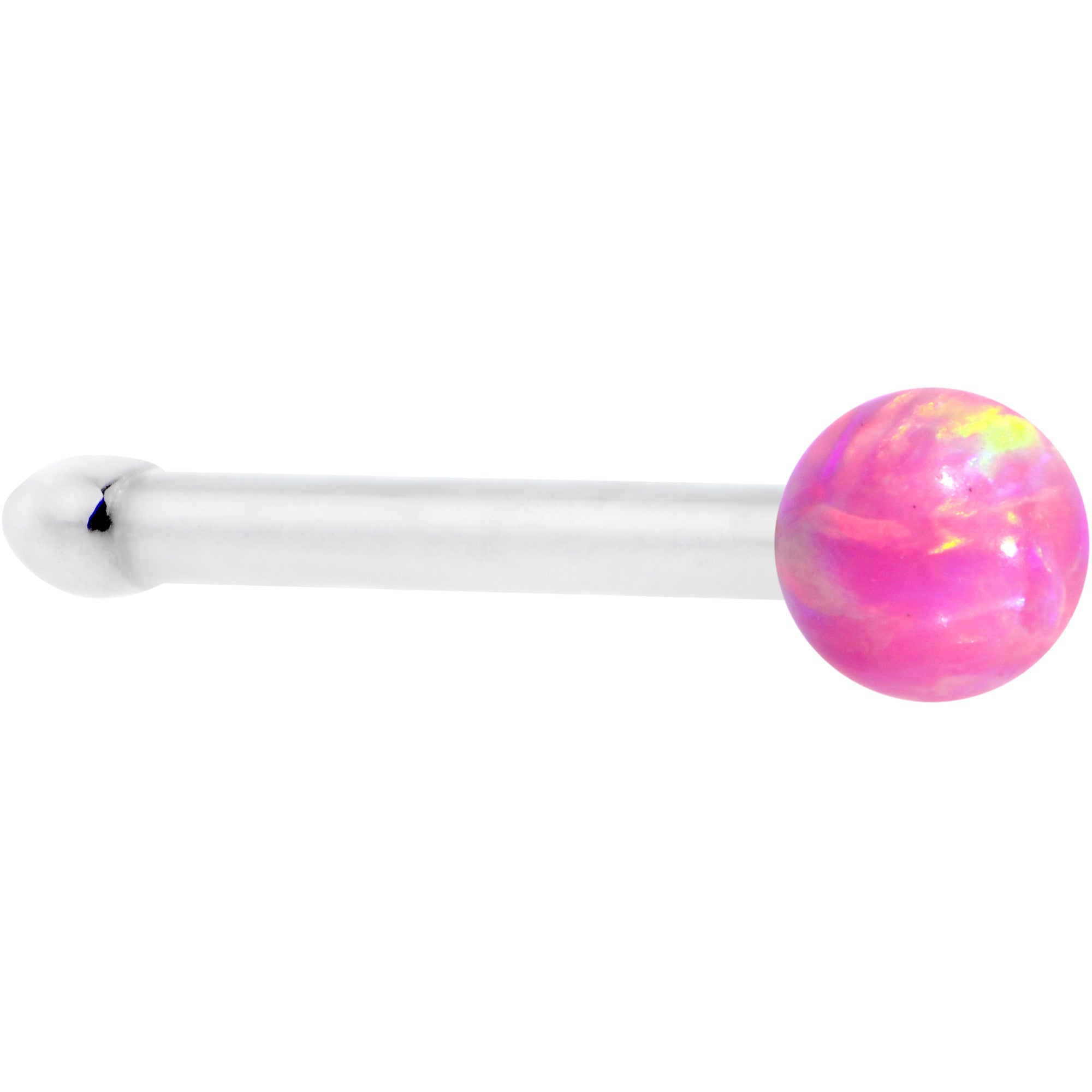 20 Gauge Pink Synthetic Opal Stud Stainless Steel Nose Bone