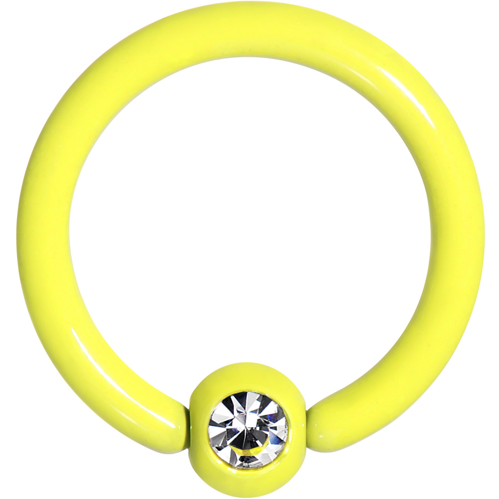 16 Gauge 5/16 Clear Gem Yellow Acrylic Over Steel Captive Ring