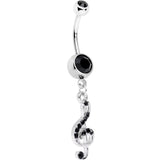 Black Gem Treble Clef Melodies in Music Dangle Belly Ring