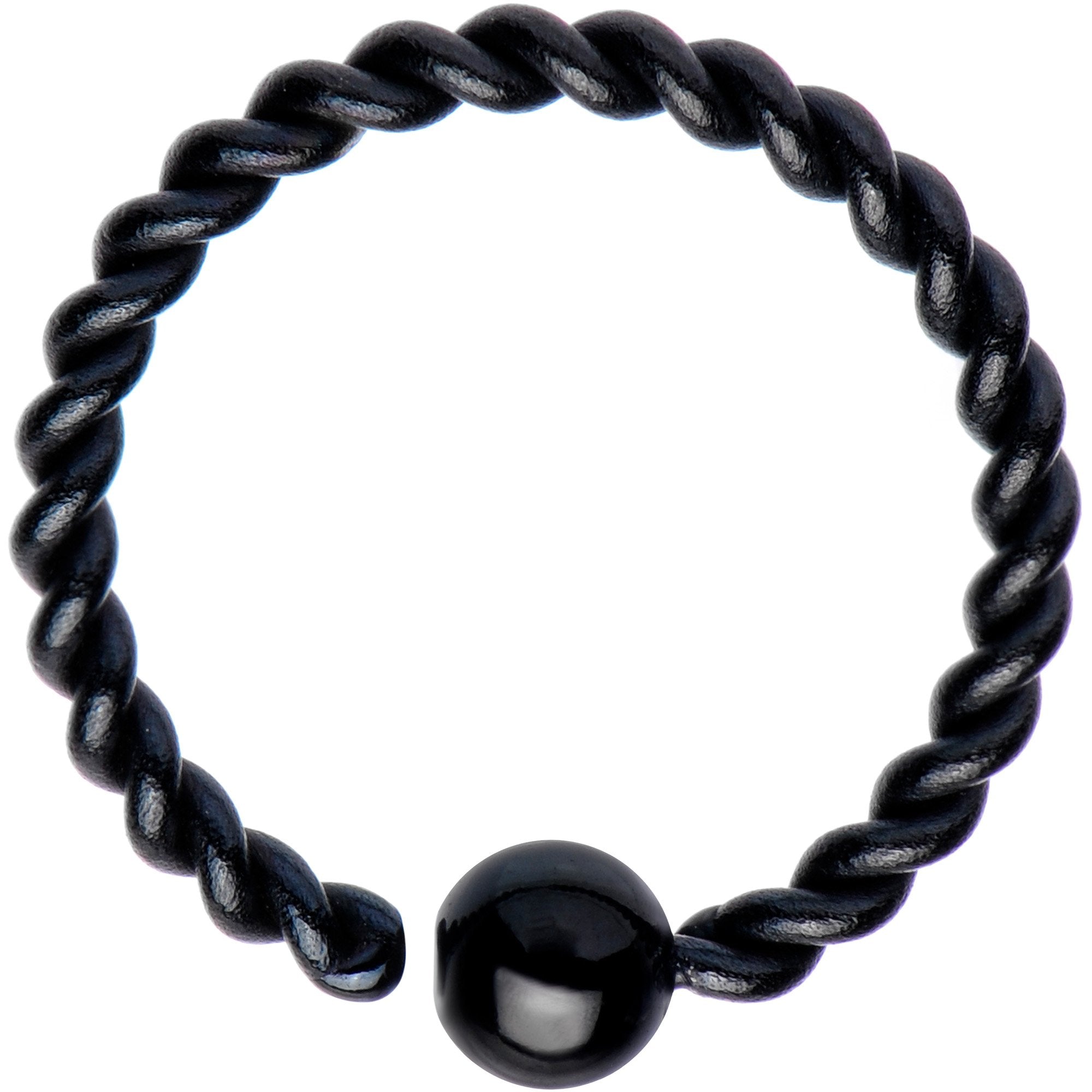 16 Gauge 3/8" Black IP So Twisted Captive Style Seamless Ring