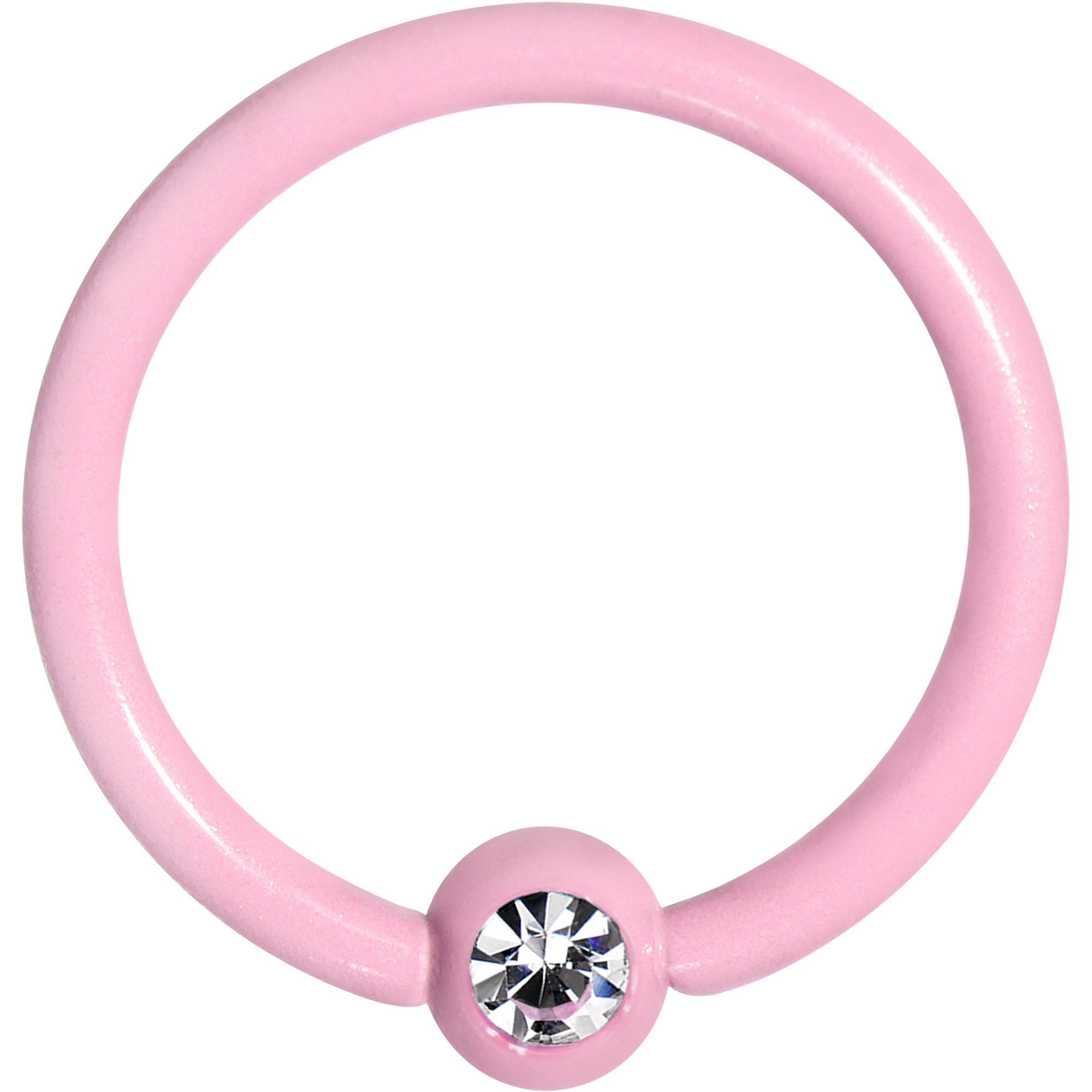 16 Gauge 5/16 Clear Gem Light Pink Acrylic Over Steel Captive Ring