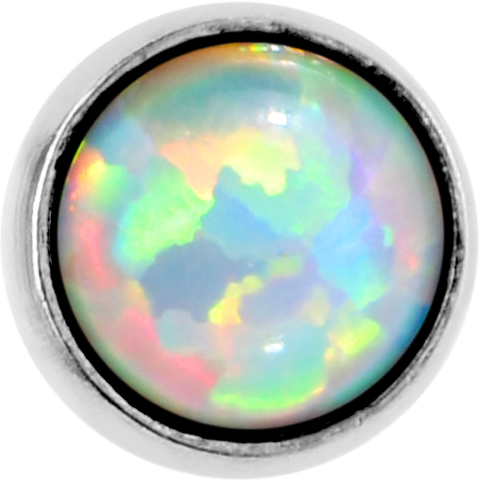 3/16 White Synthetic Opal Internally Threaded Daith Cartilage Tragus