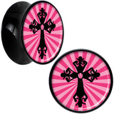 Black Acrylic Pink Black Radiant Cross Saddle Plug Set 5/8