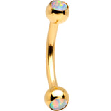 5/16 White Faux Opal Gold Tone Anodized 3mm Ball Curved Eyebrow Ring