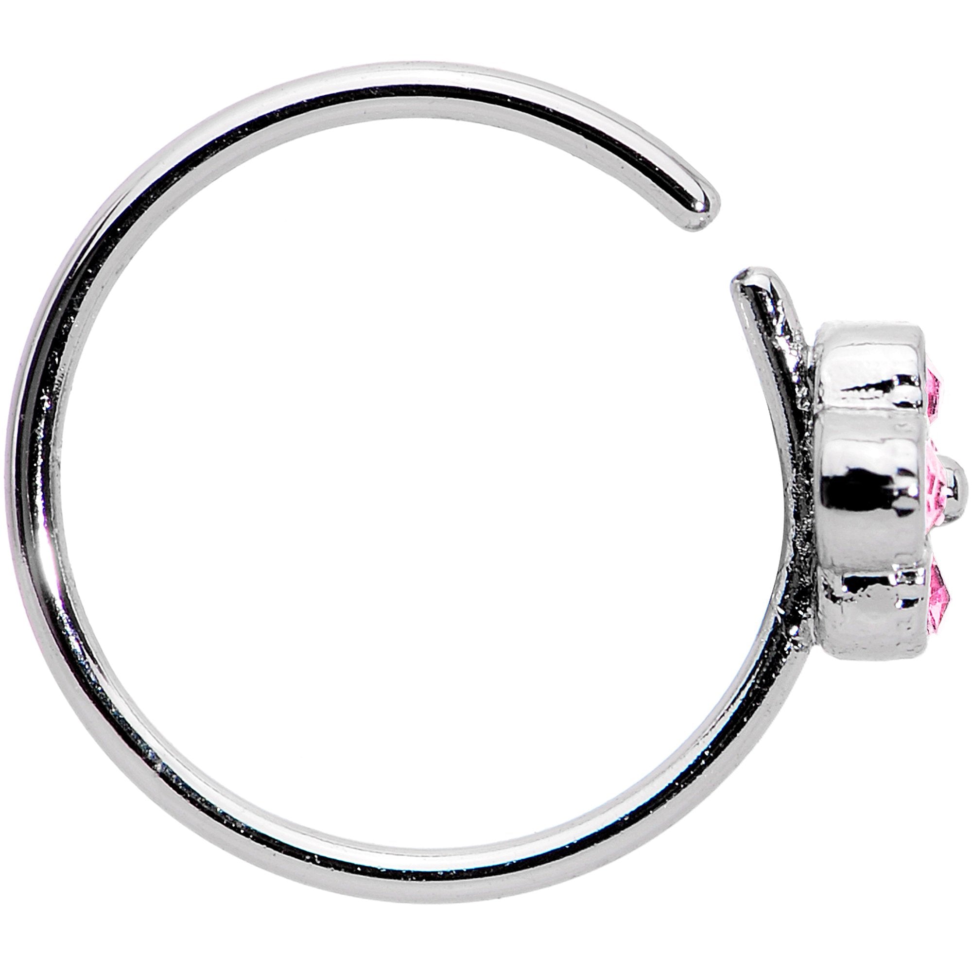 20G 3/8 Pink Gem Star Flower Seamless Circular Ring