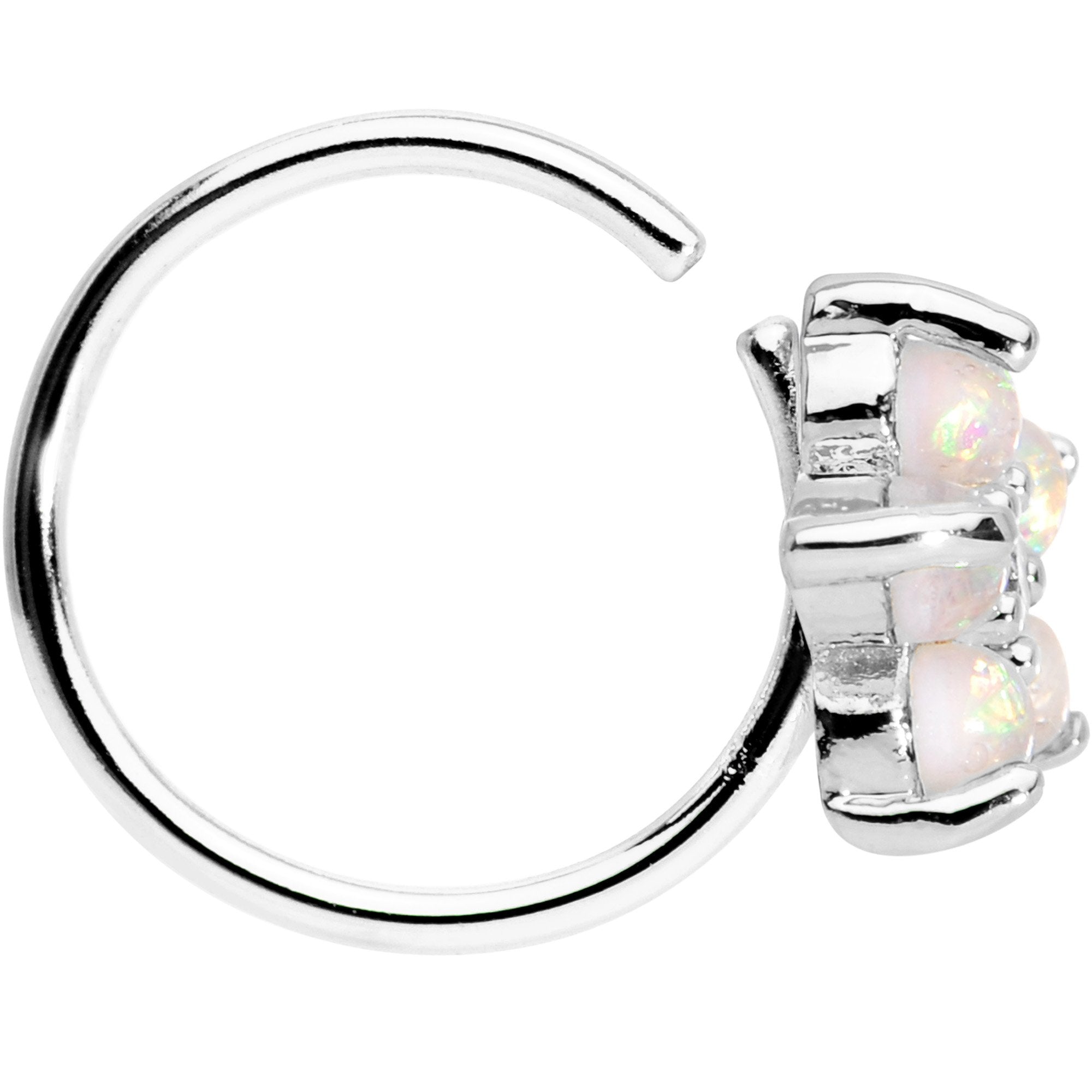 20 Gauge Clear CZ White Faux Opal Seamless Circular Ring