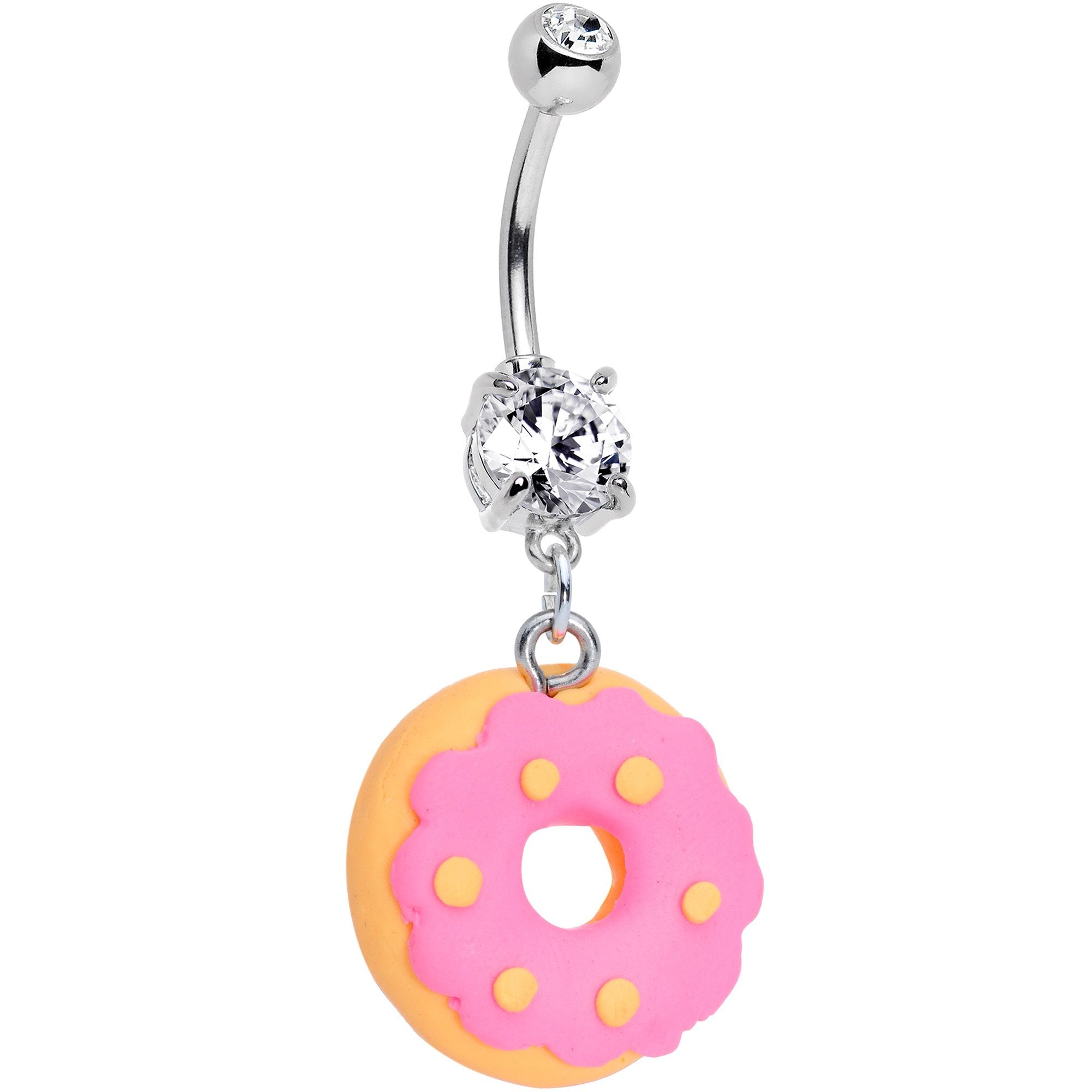 Handcrafted Pink Frosty Donut Dangle Belly Ring