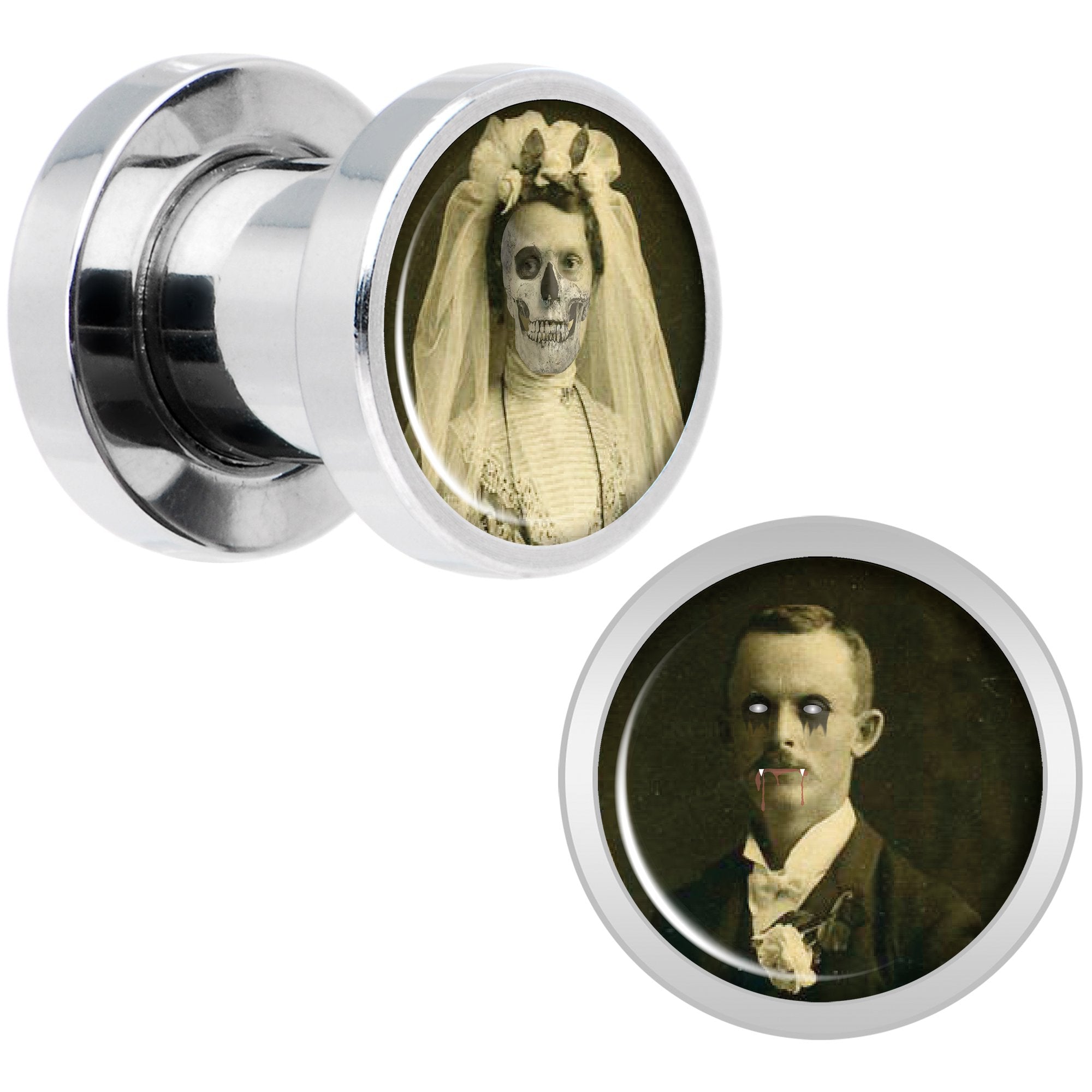 Undead Bride and Groom Halloween Plug Set 2G