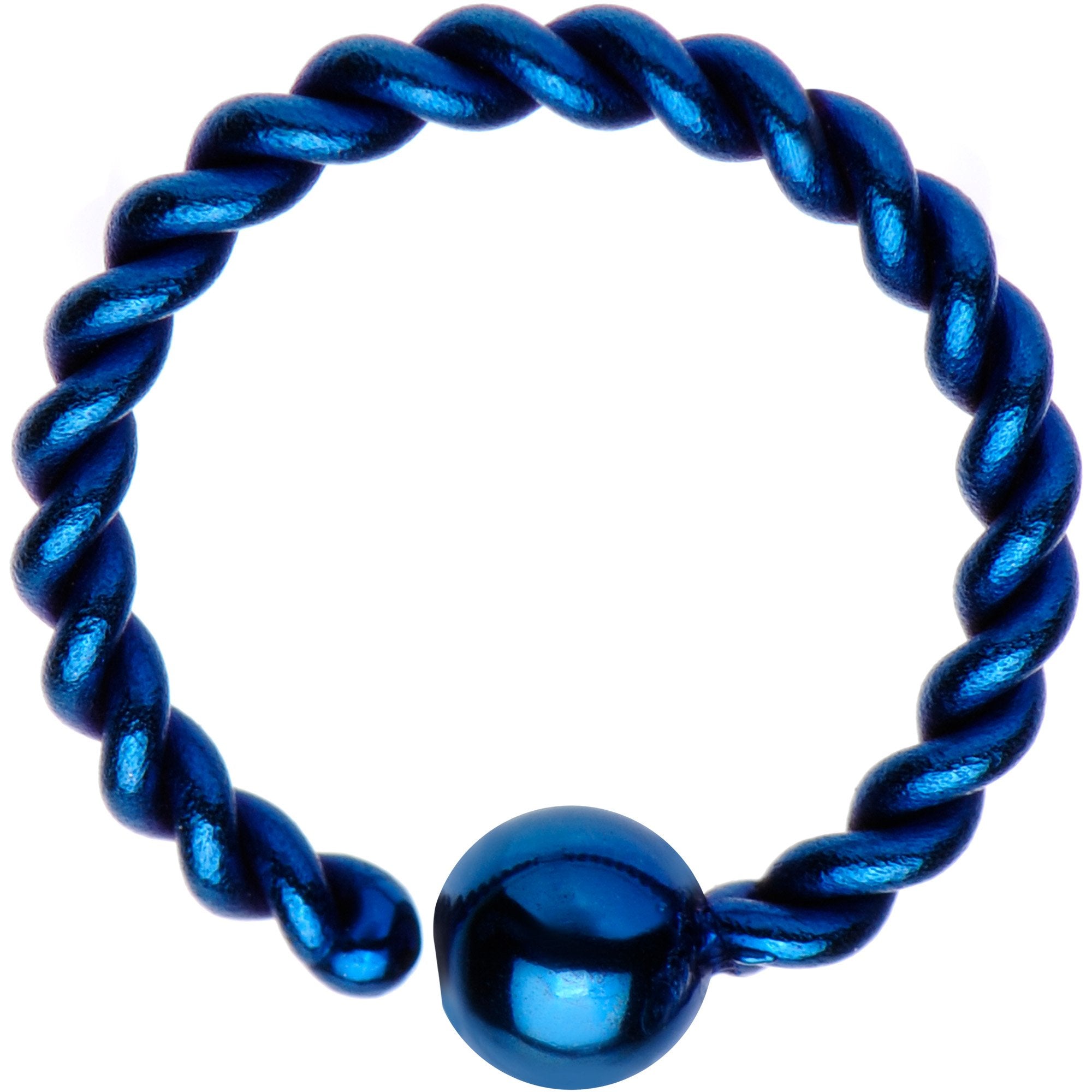 16 Gauge 5/16" Blue IP So Twisted Captive Style Seamless Ring