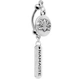 Handcrafted Namaste Lotus Flower Double Mount Dangle Belly Ring