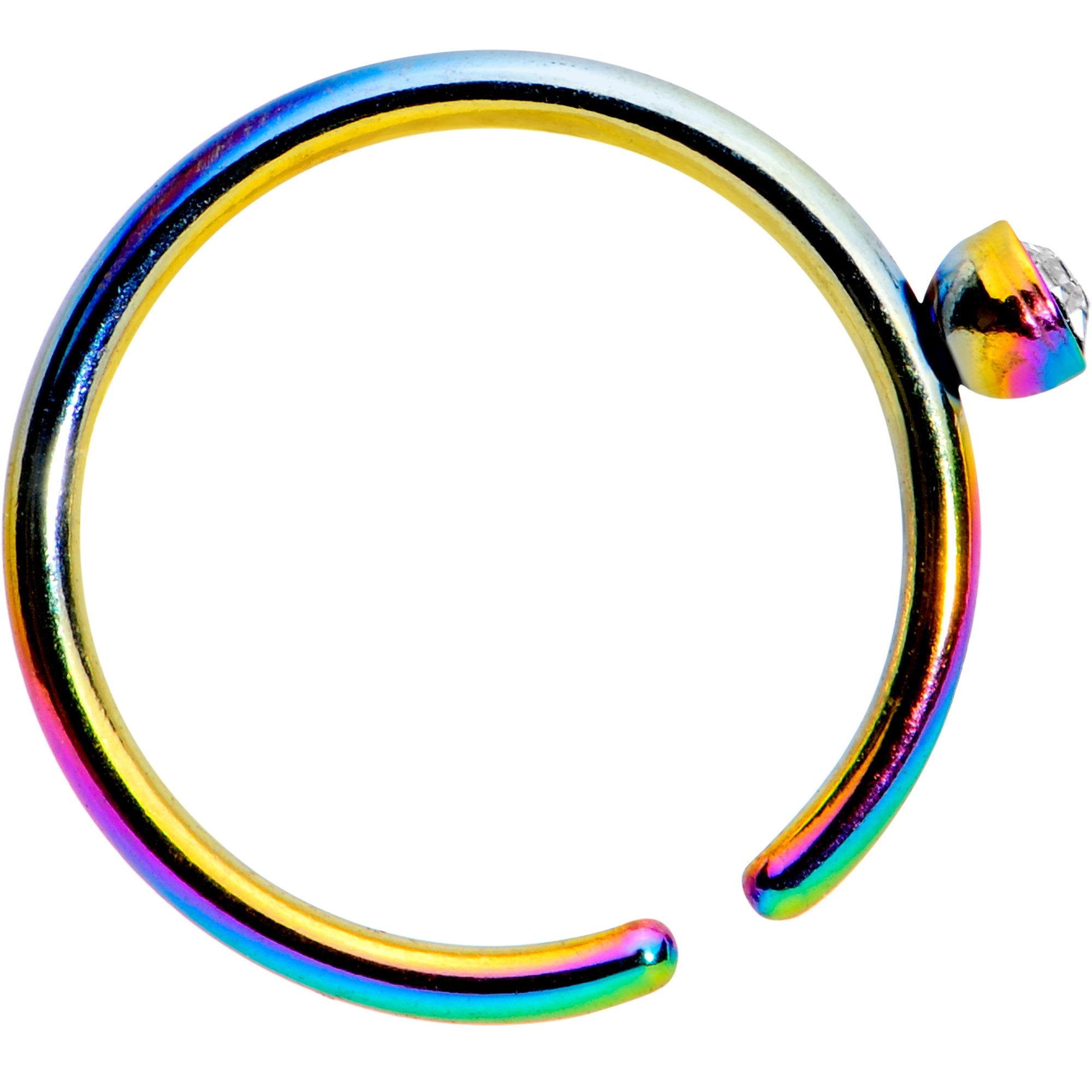 20 Gauge 5/16 Clear Gem Rainbow IP Seamless Circular Ring