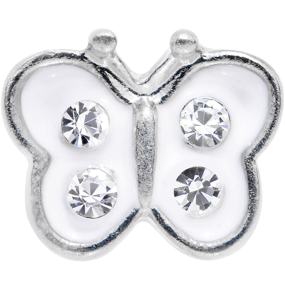 14 Gauge 1/4 Clear White Cutiepie Butterfly Tragus Cartilage Earring