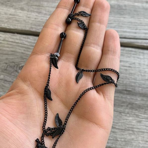black leaf nipple chain