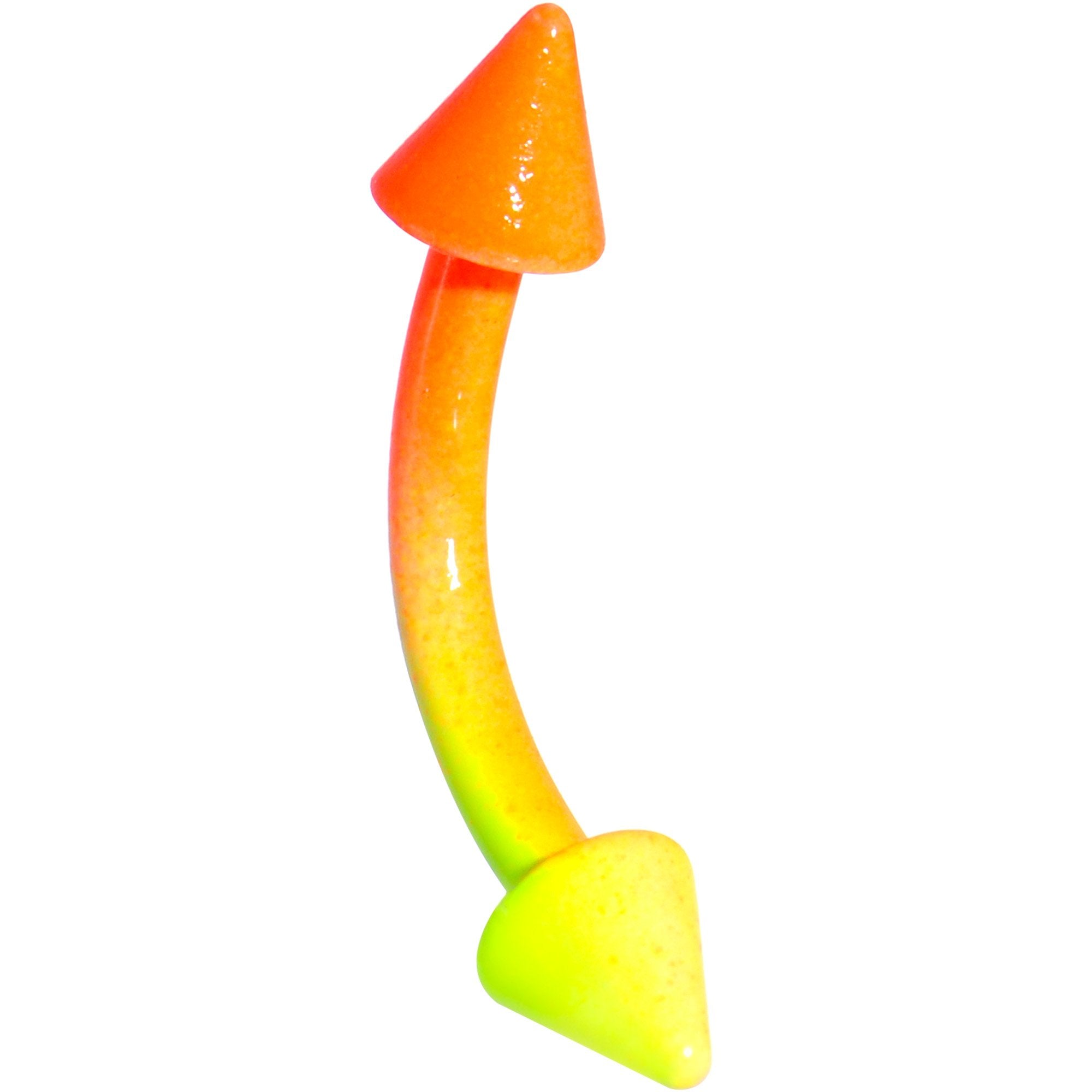 16 Gauge 3/8 Color Plated Yellow Orange Fade Cone Curved Eyebrow Ring