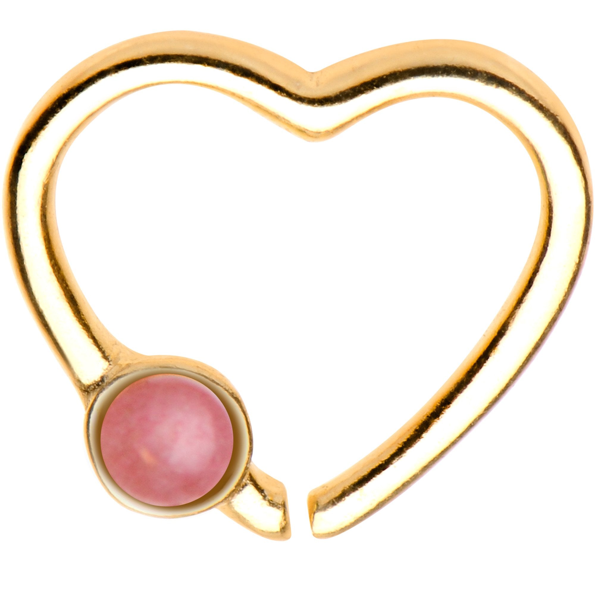 Gold Tone 925 Silver Pink Quartz Heart Right Daith Cartilage Tragus