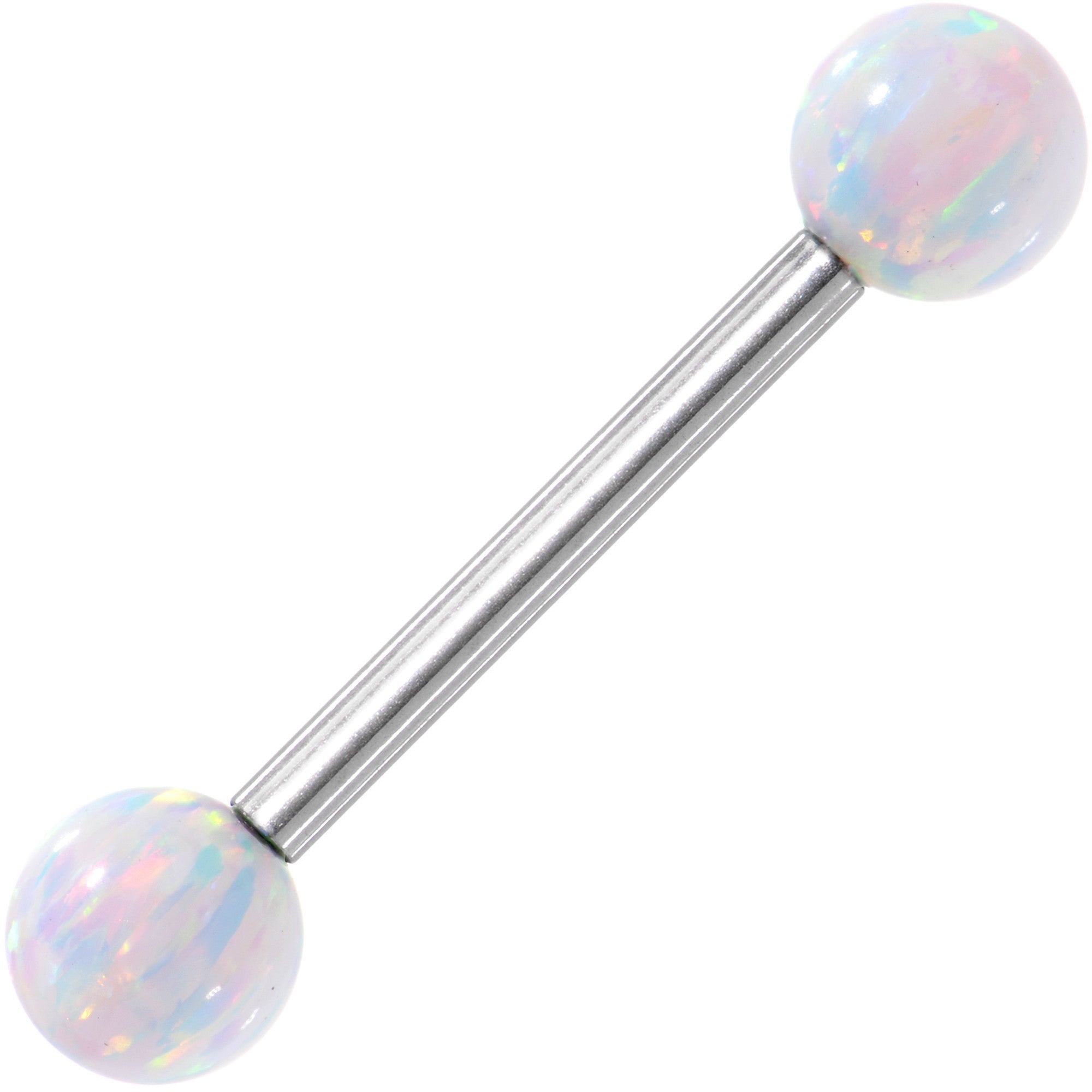 14 Gauge 5/8 White Synthetic Opal Ball Straight Barbell