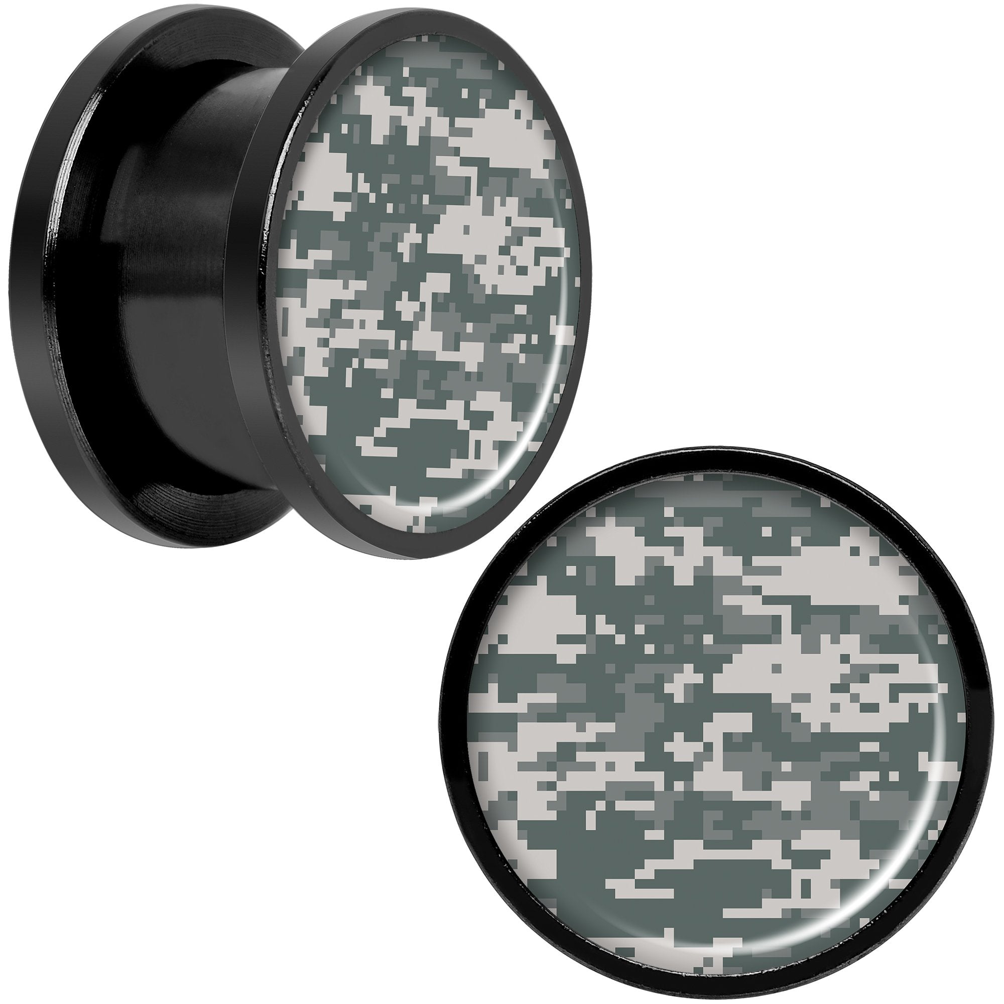 Digital Camo Print Black Anodized Screw Fit Plug Set 9/16