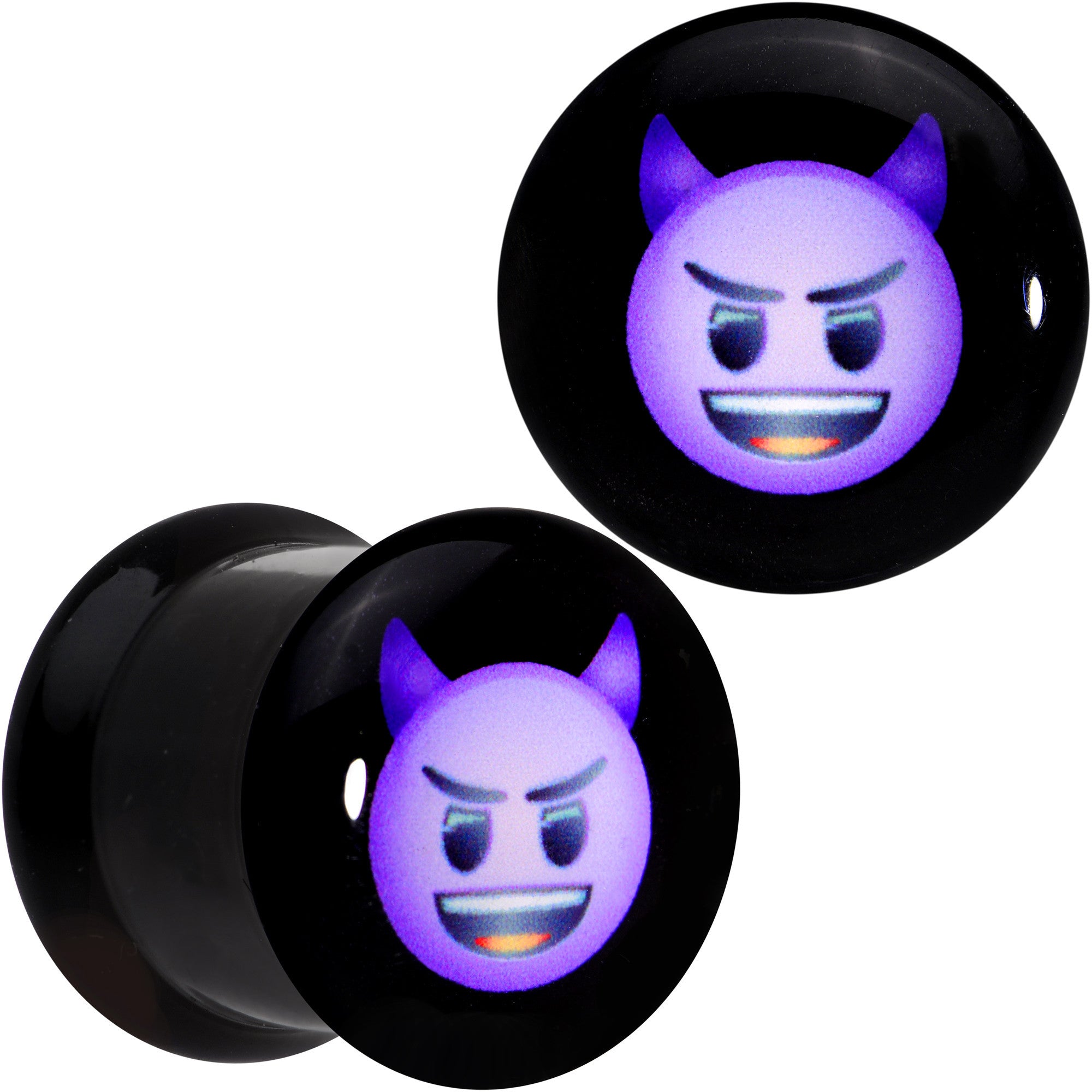 7/16 Licensed Purple Devil emoji Acrylic Double Flare Plug Set