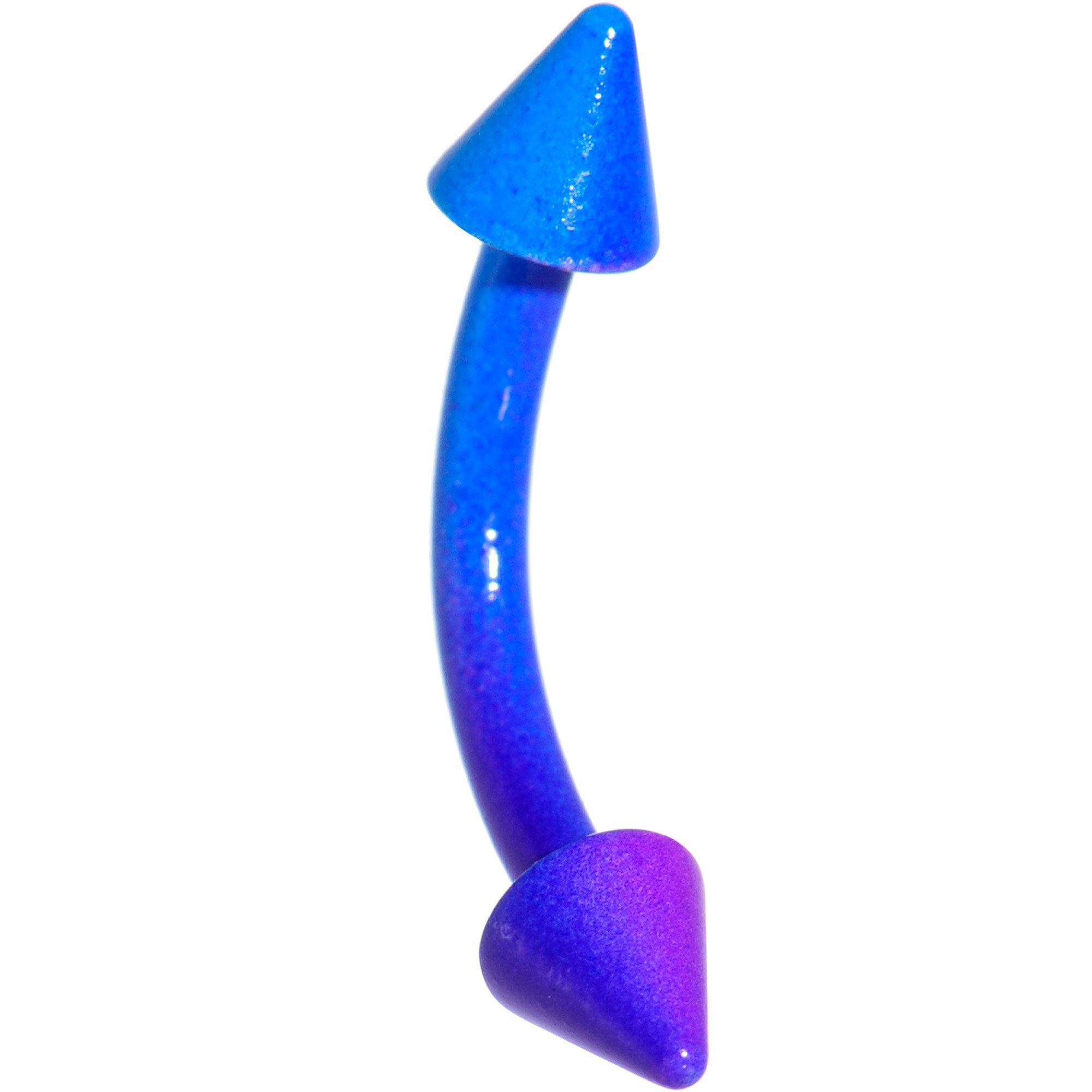 16G 3/8 Color Plated Purple Blue Fade Cone Curved Eyebrow Ring