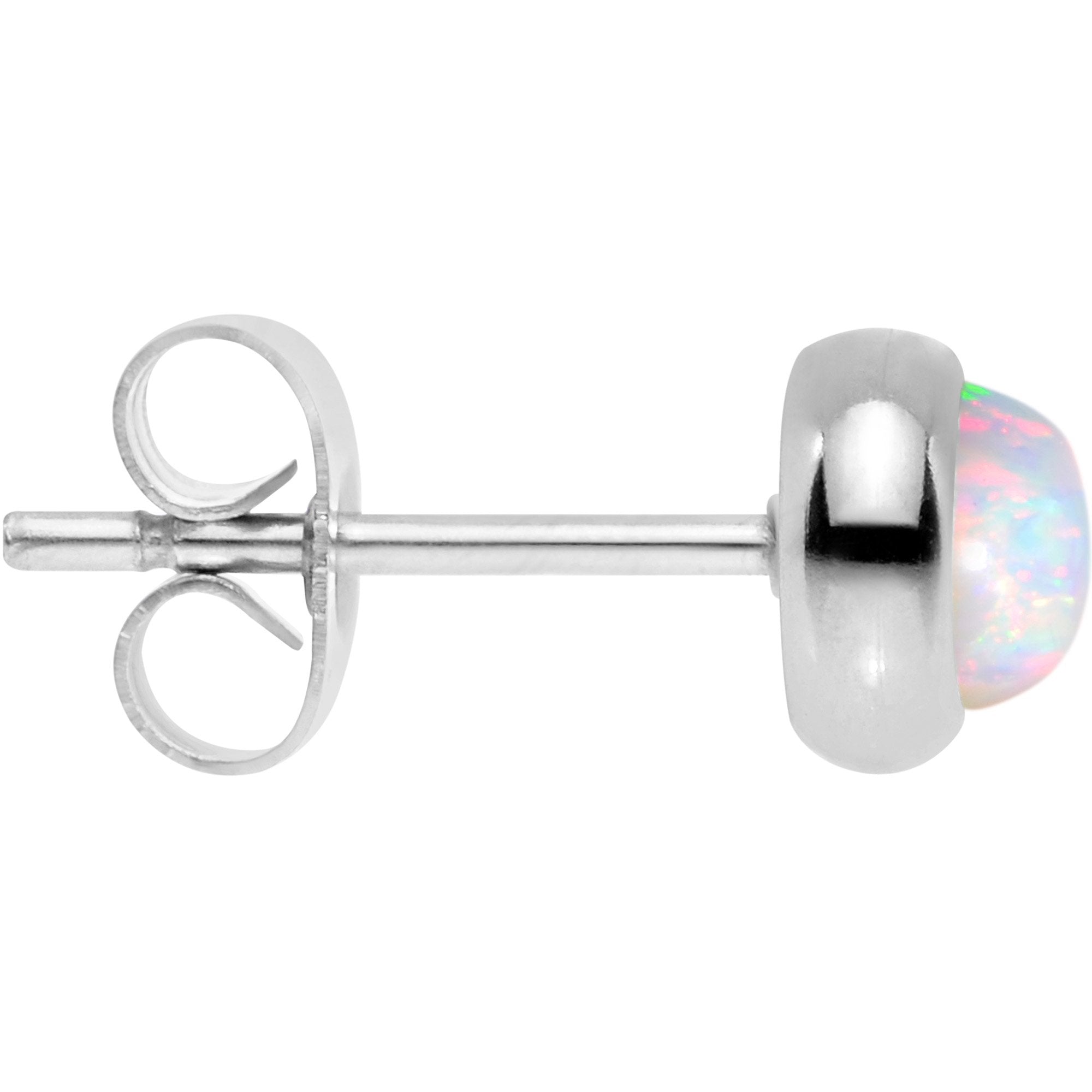 White Synthetic Opal 316L Surgical Steel Stud Earrings