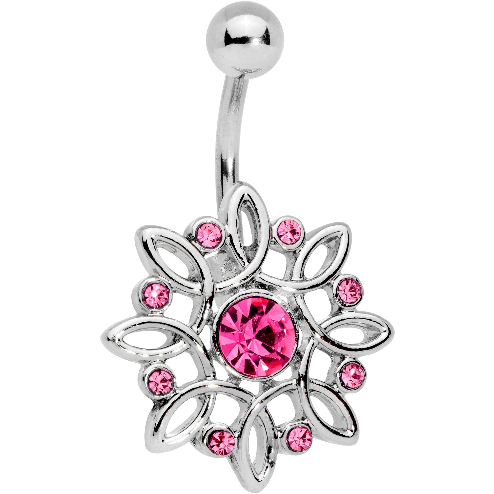 Pink Gem Twisted Bliss Flower Belly Ring
