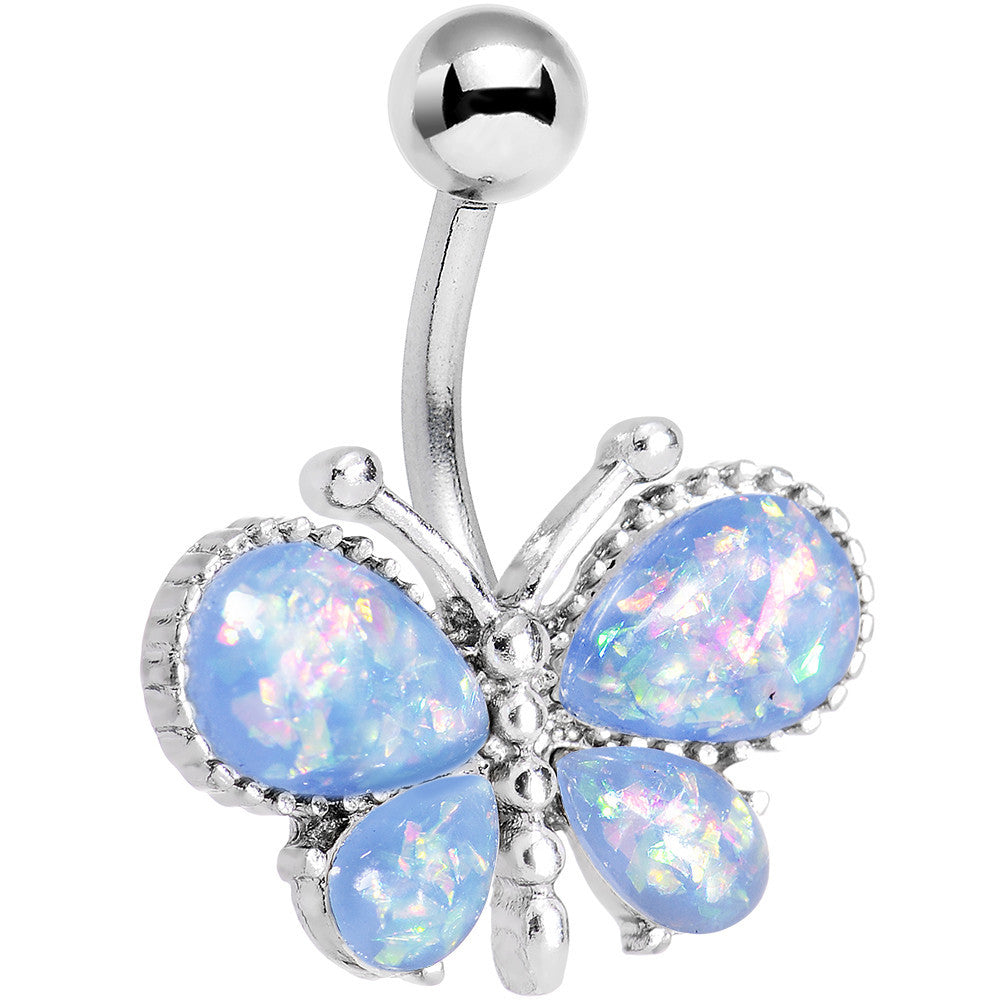 Light Blue Faux Opal Bless My Butterfly Belly Ring