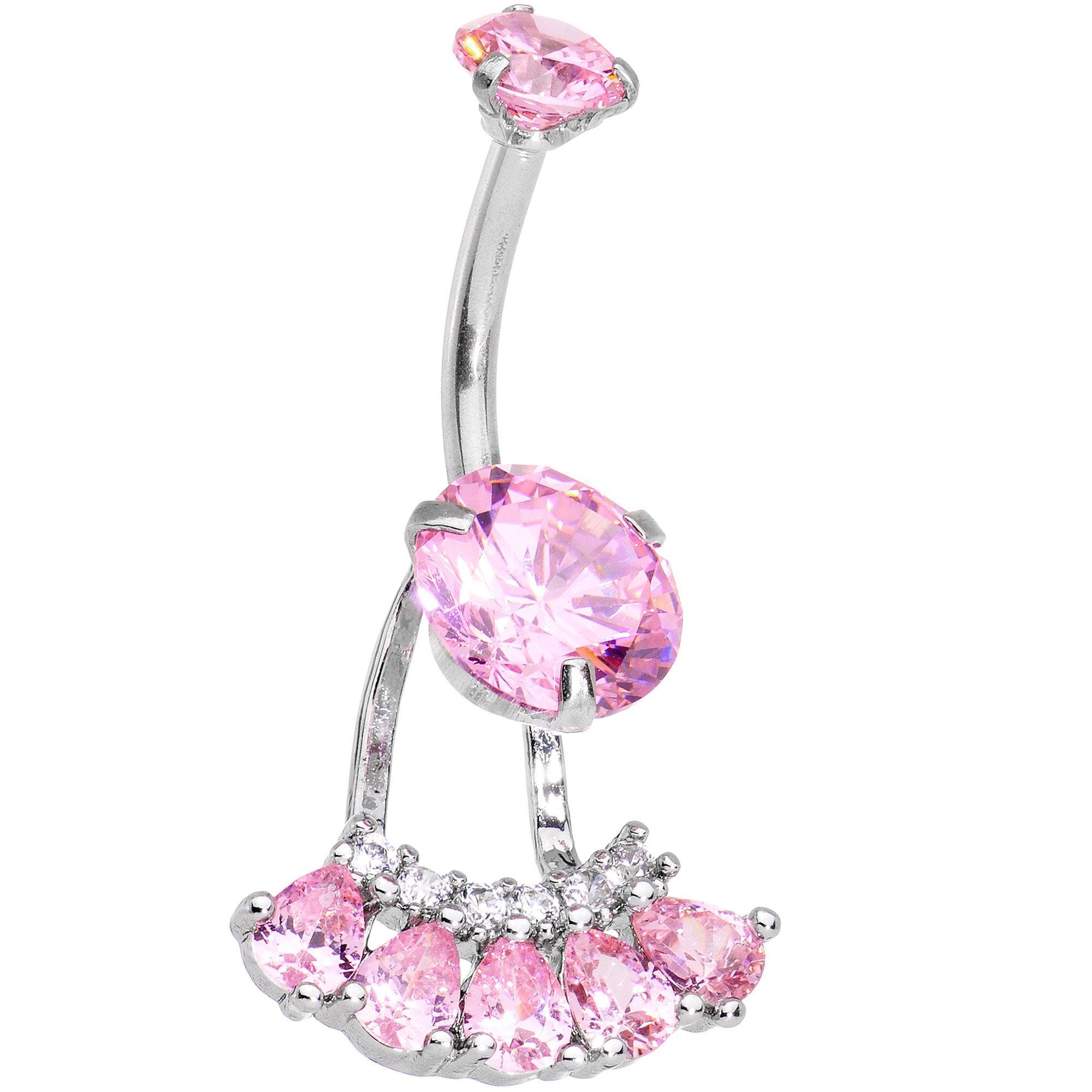 Pink Gem Swagger Sweep Dangle Belly Ring