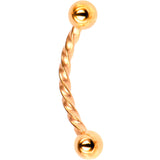 16 Gauge 3/8 Rose Gold Tone IP Seriously Twisted Curved Eyebrow Ring