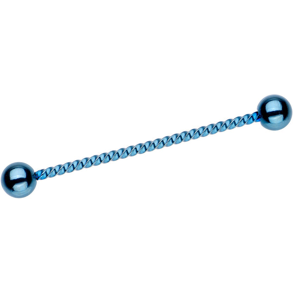 Light Blue IP Seriously Twisted Industrial Barbell Earring 38mm