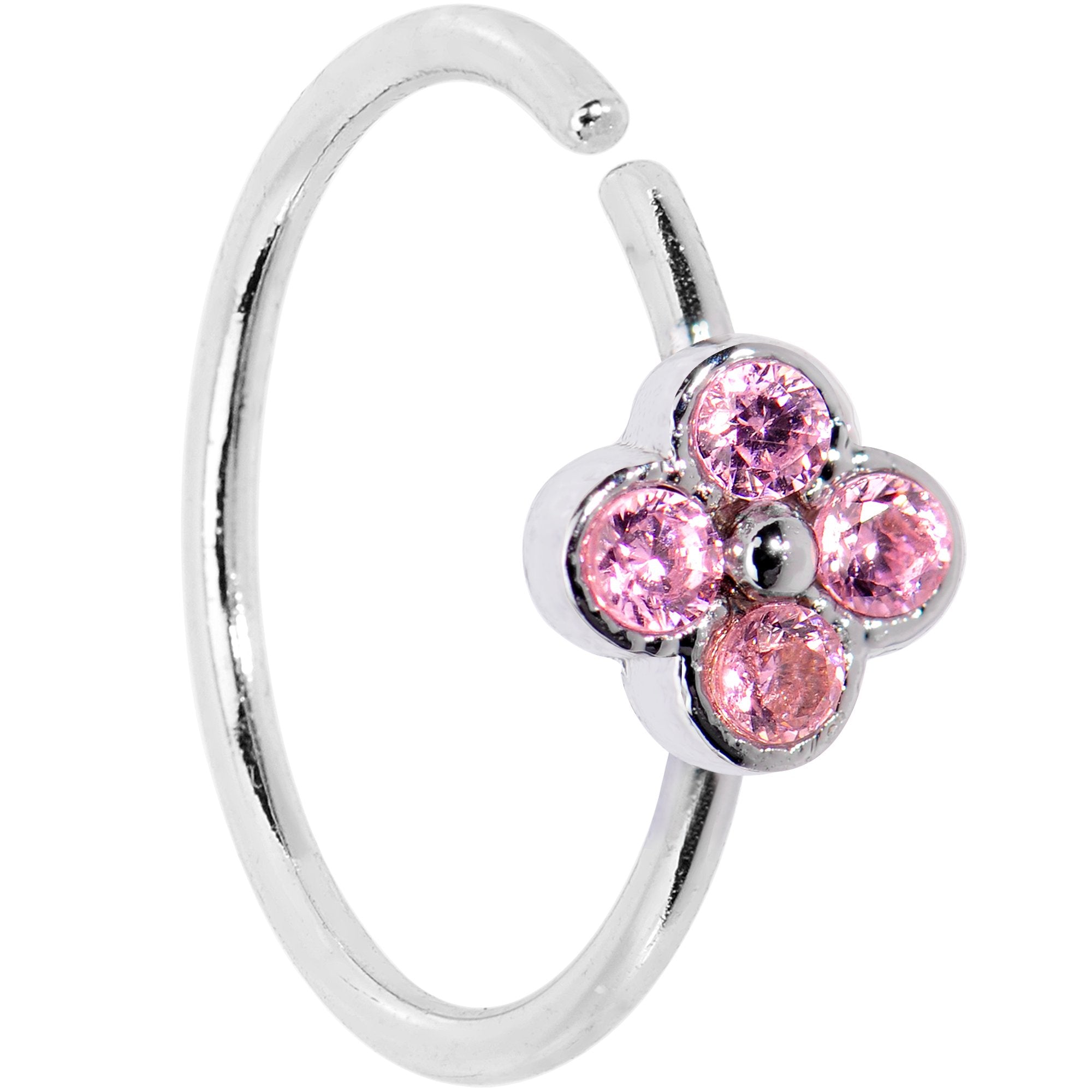 20G 3/8 Pink Gem Star Flower Seamless Circular Ring