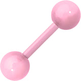14 Gauge 9mm Light Pink Acrylic Over Steel 6mm Ball Straight Barbell
