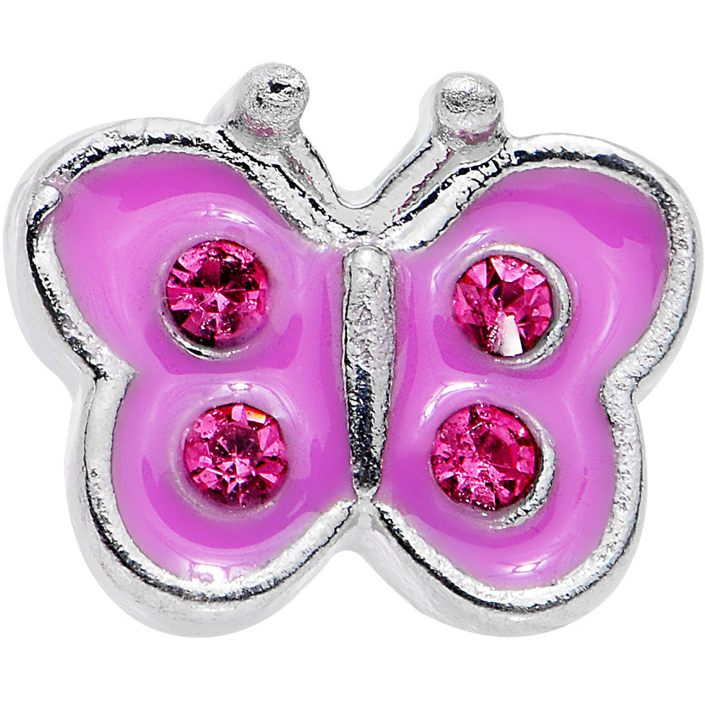 14 Gauge 1/4 Pink Cutiepie Butterfly Tragus Cartilage Earring