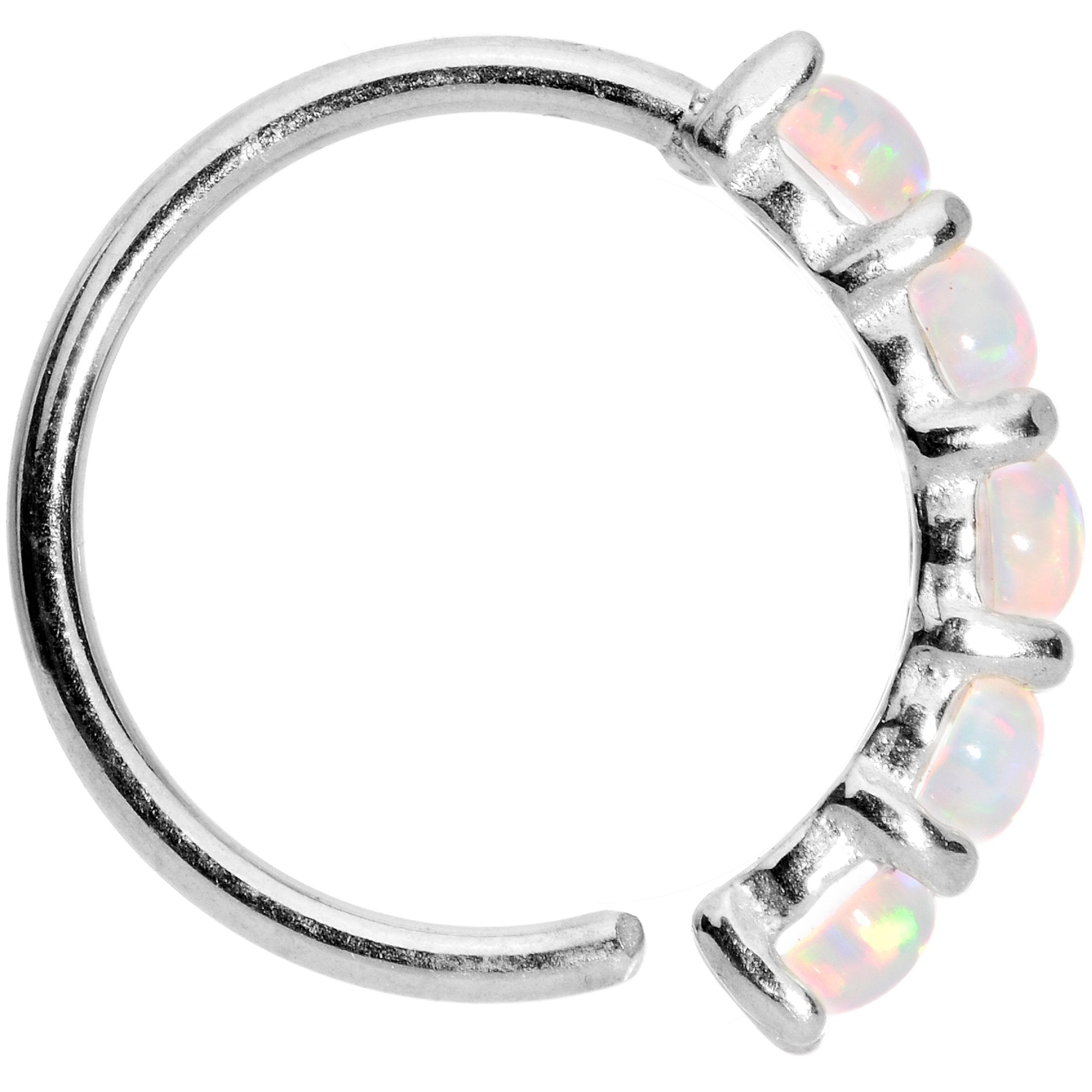 20 Gauge White Synthetic Opal 14kt White Gold Seamless Circular Ring