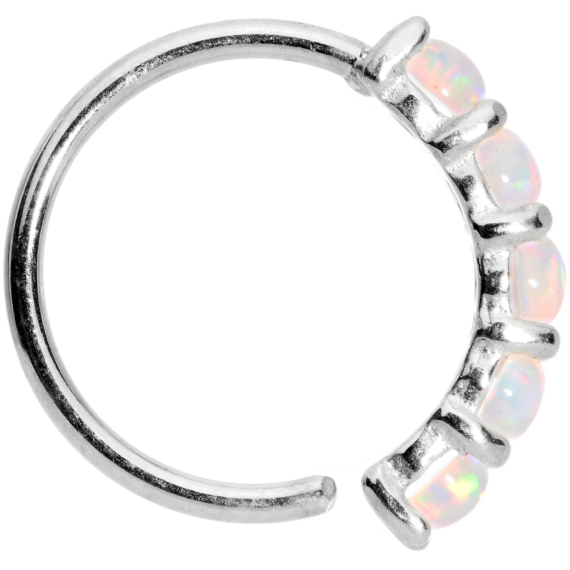 20G White Synthetic Opal 14k White Gold Seamless Circular Ring