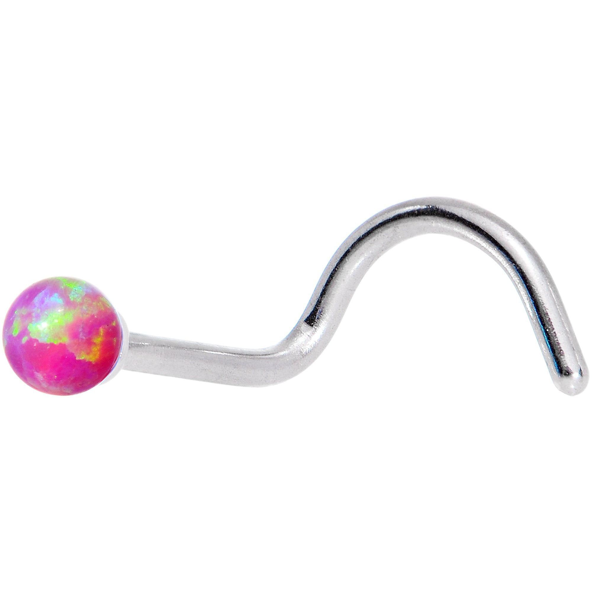 Pink 2.5mm Synthetic Opal Ball Left Nose Screw