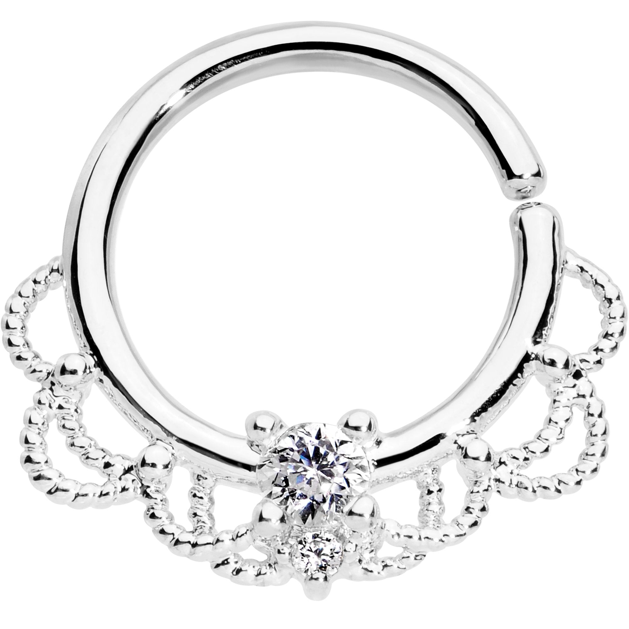 16G 5/16 Clear CZ Gem Platinum Plated Seamless Circular Ring