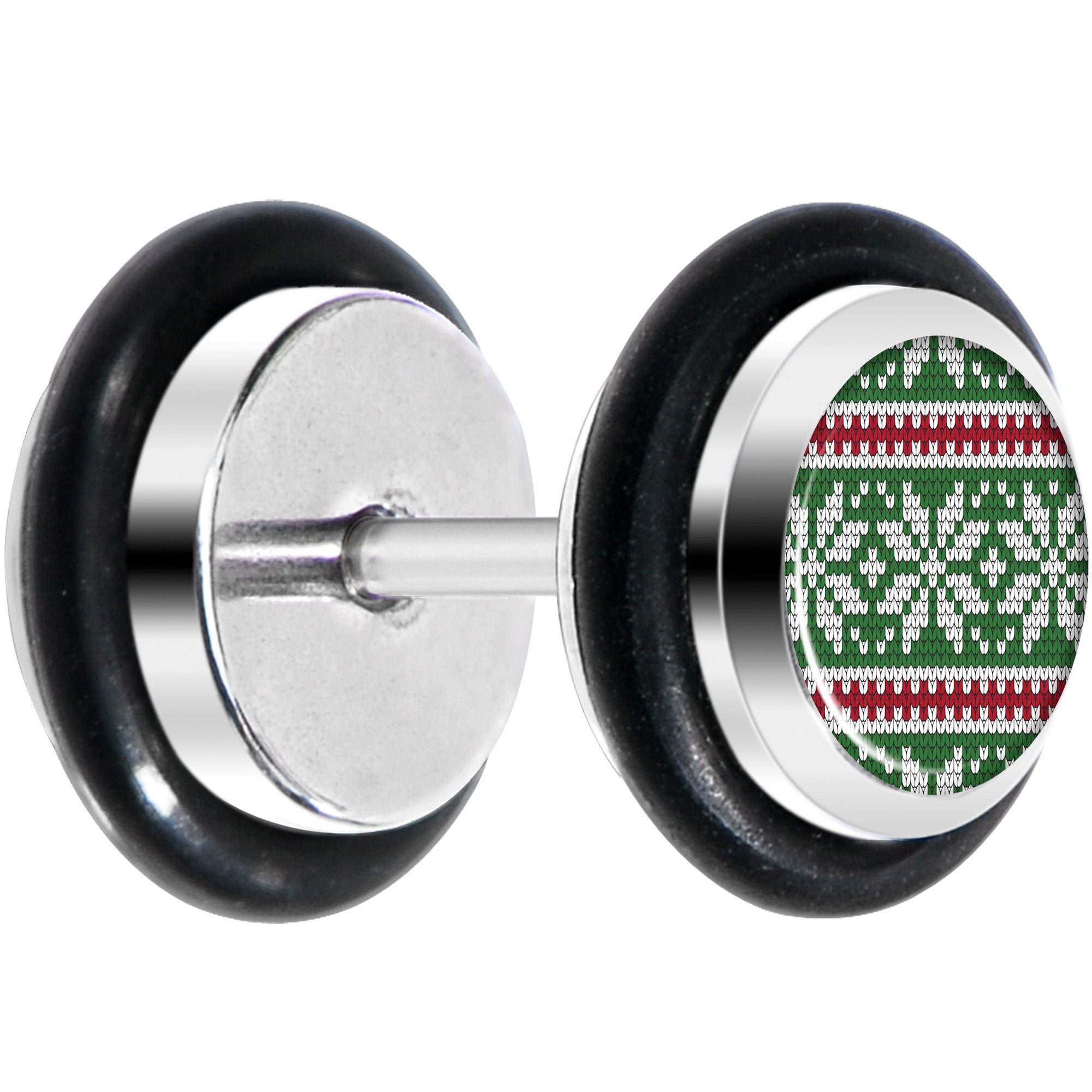 Green Red Christmas Sweater Cheater Plug Set