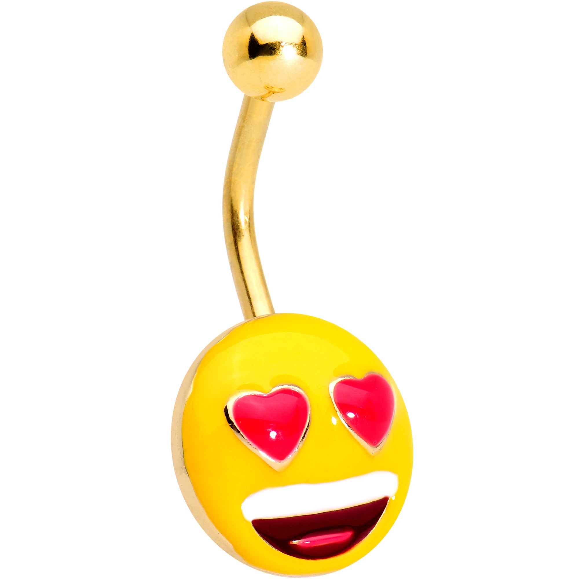 Officially Licensed Heart Eyes emoji Gold Tone Anodized Belly Ring