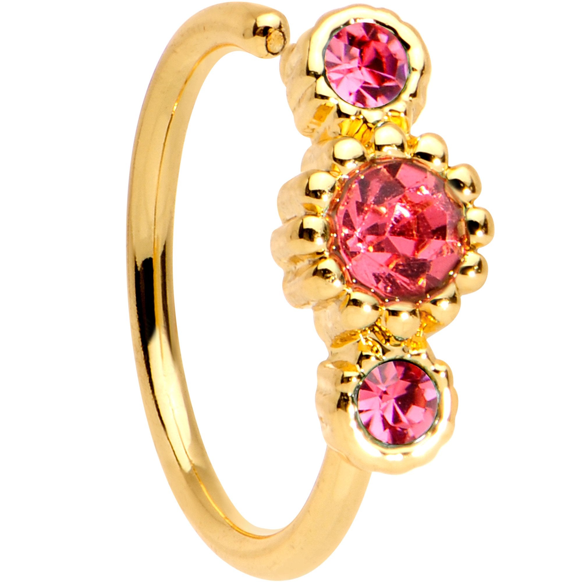 20 Gauge Pink CZ Gold Tone Fashion Fusion Seamless Circular Ring