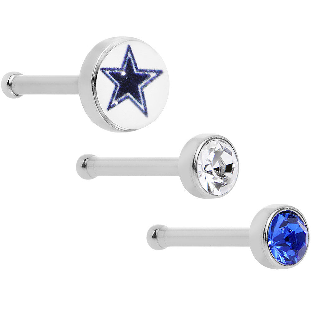 20 Gauge Licensed NFL Dallas Cowboys Logo Nose Bone 3 Pack Set
