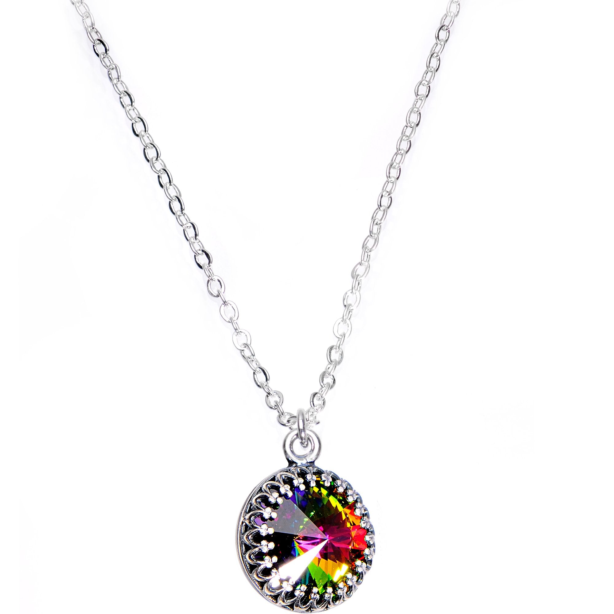 Handmade Rainbow Bombastic Necklace Created with Crystals