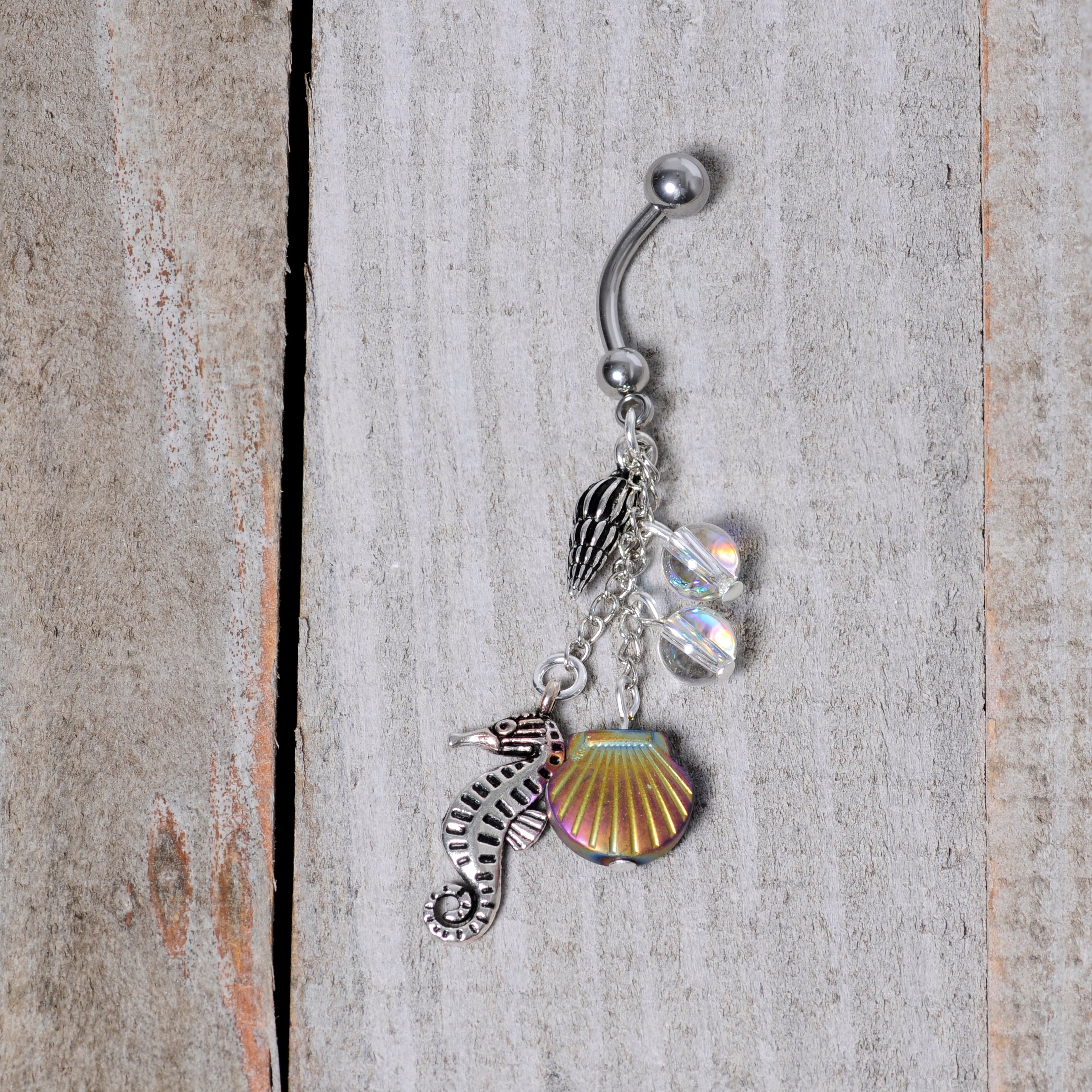 Handmade Ocean Joy Dangle Belly Ring Created with Crystals