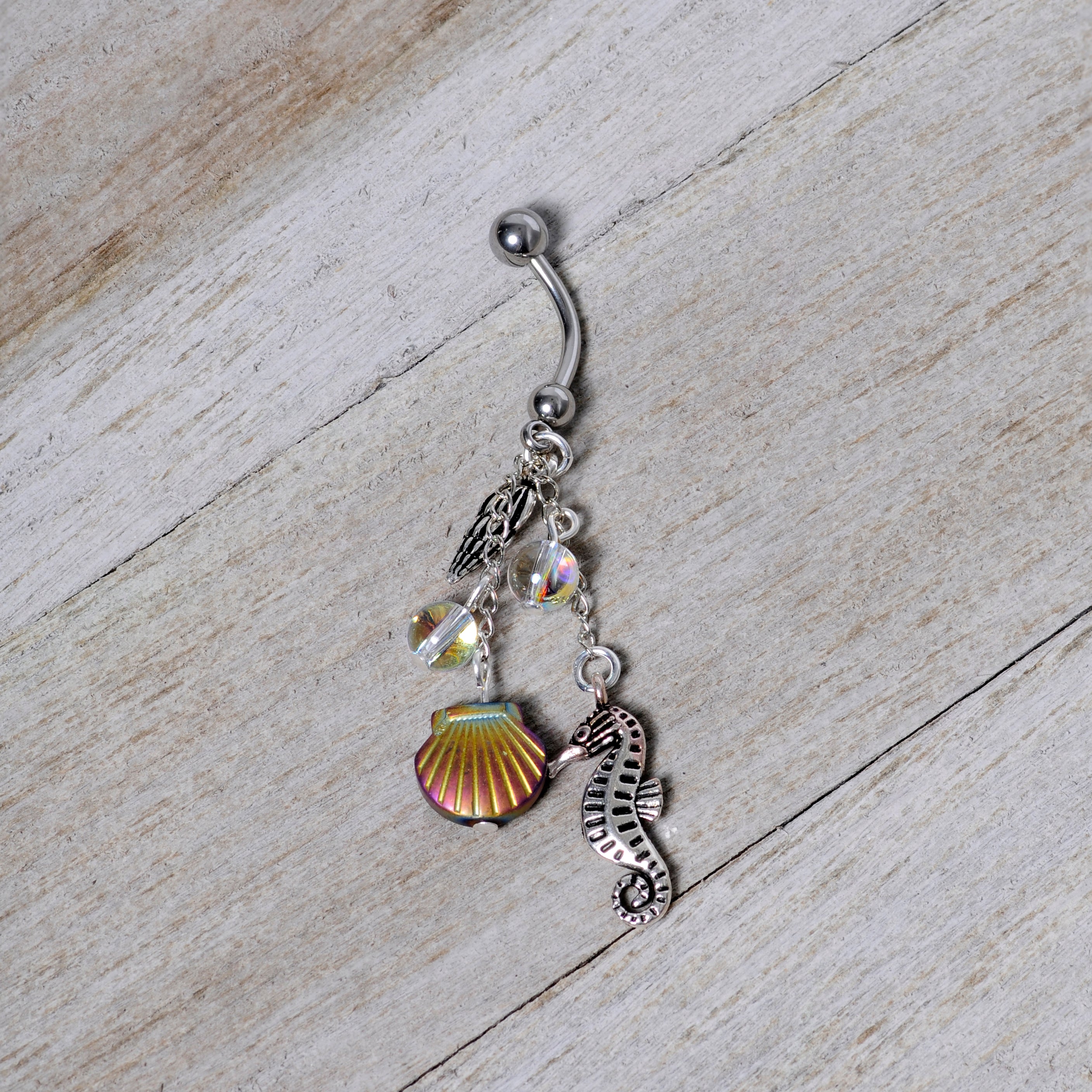Handmade Ocean Joy Dangle Belly Ring Created with Crystals