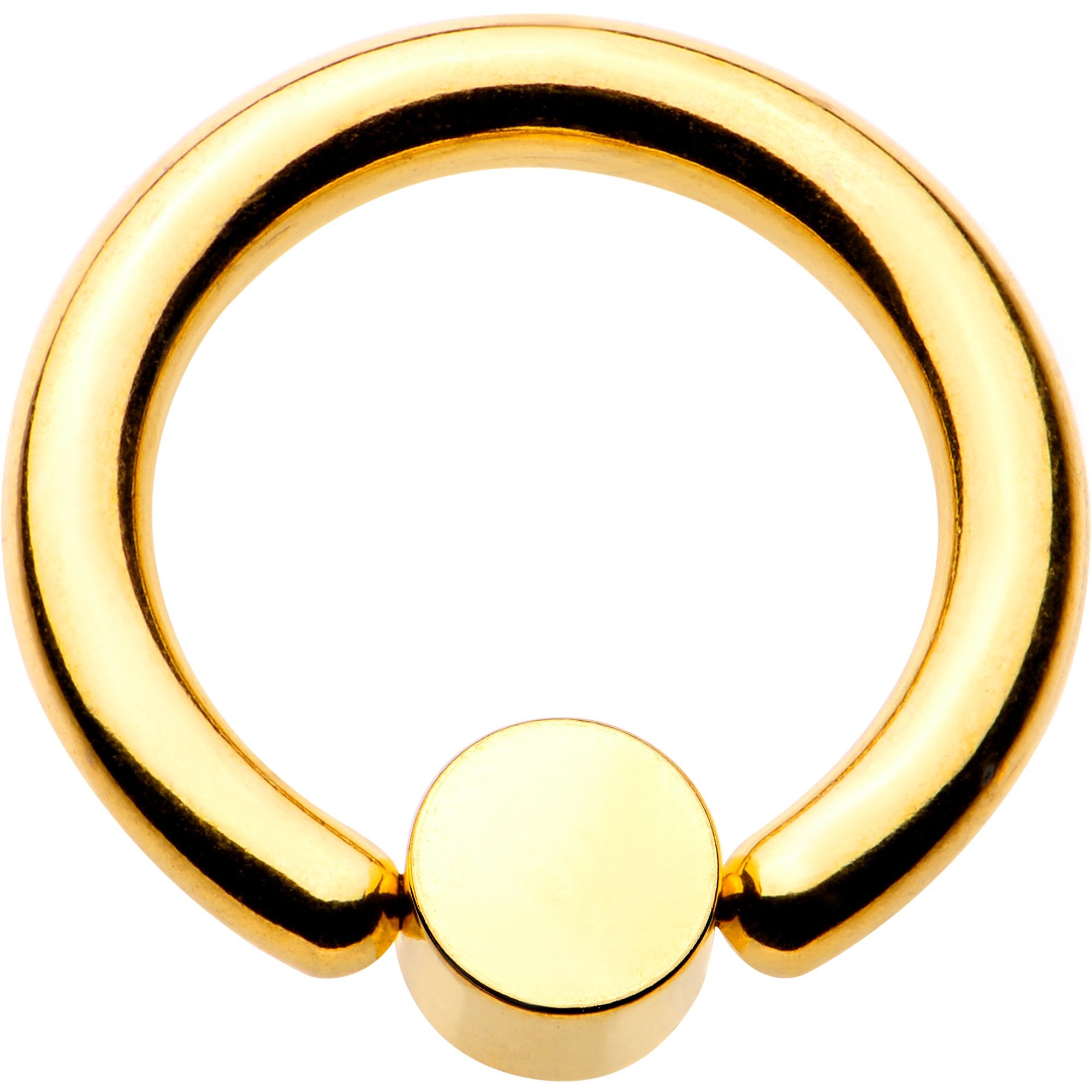 10 Gauge 1/2 Clear Gem 5mm Disc Gold IP BCR Captive Ring