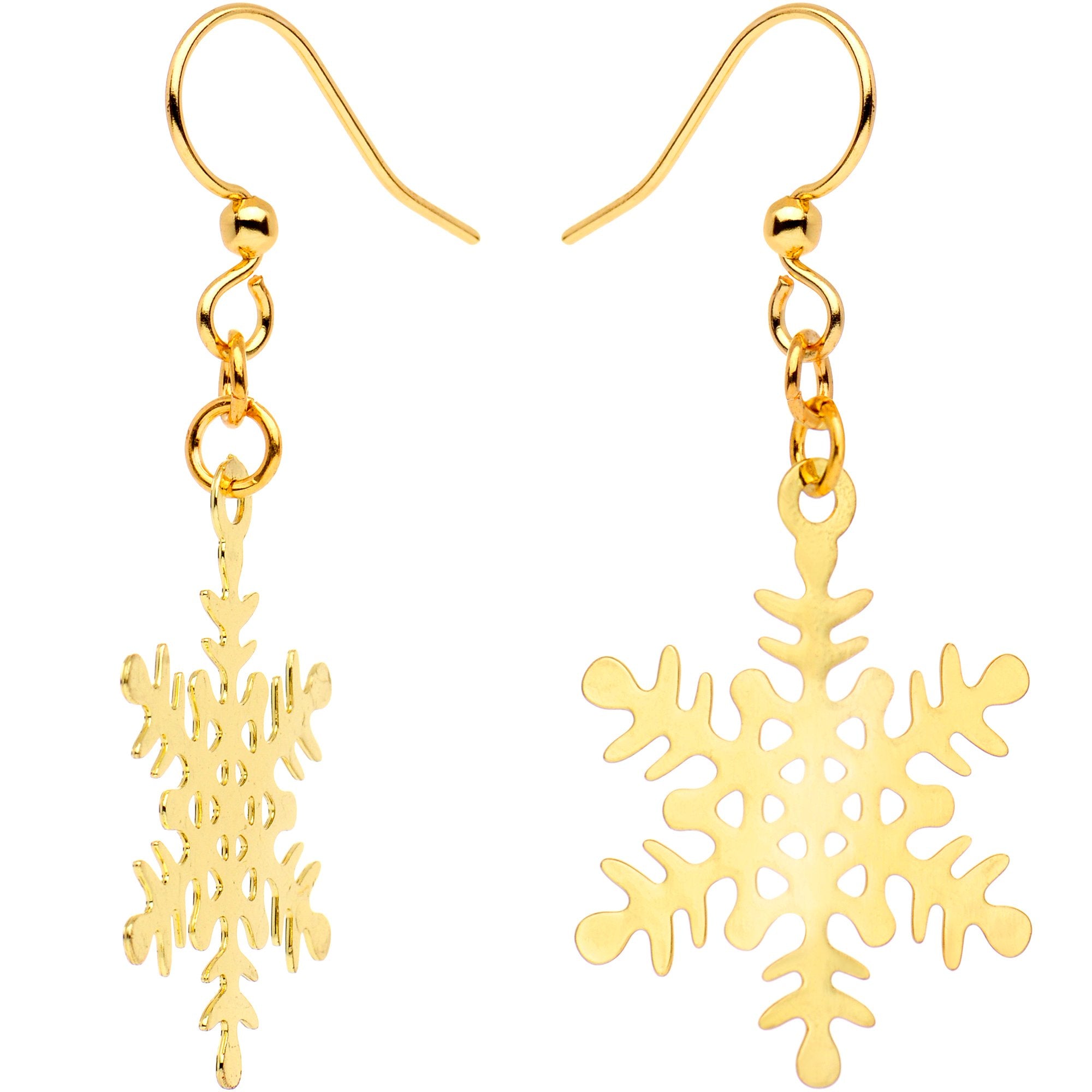 Gold Plated Holiday Snowflake Fishhook Earrings