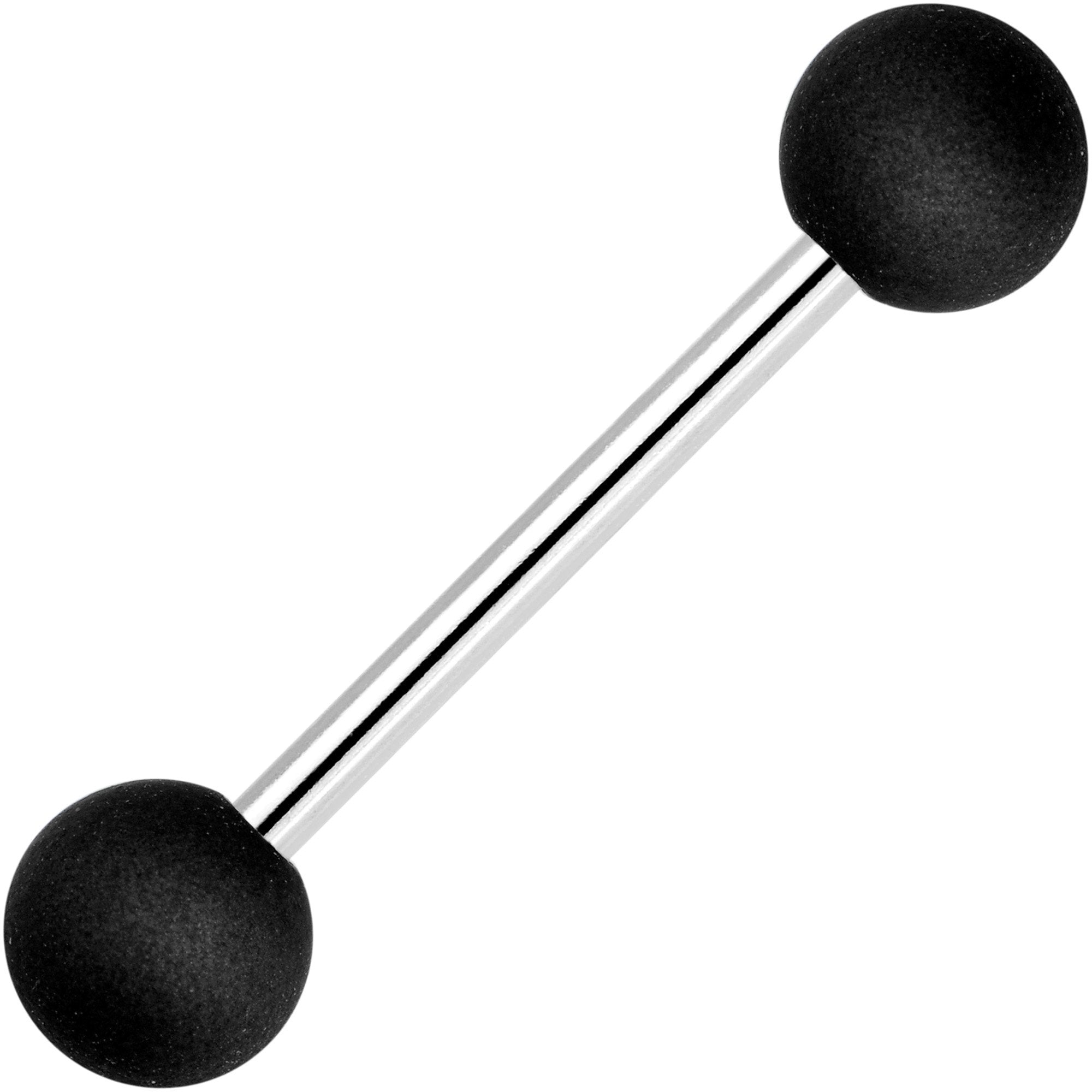 Black Silicone Coated Acrylic Ball End Barbell Tongue Ring