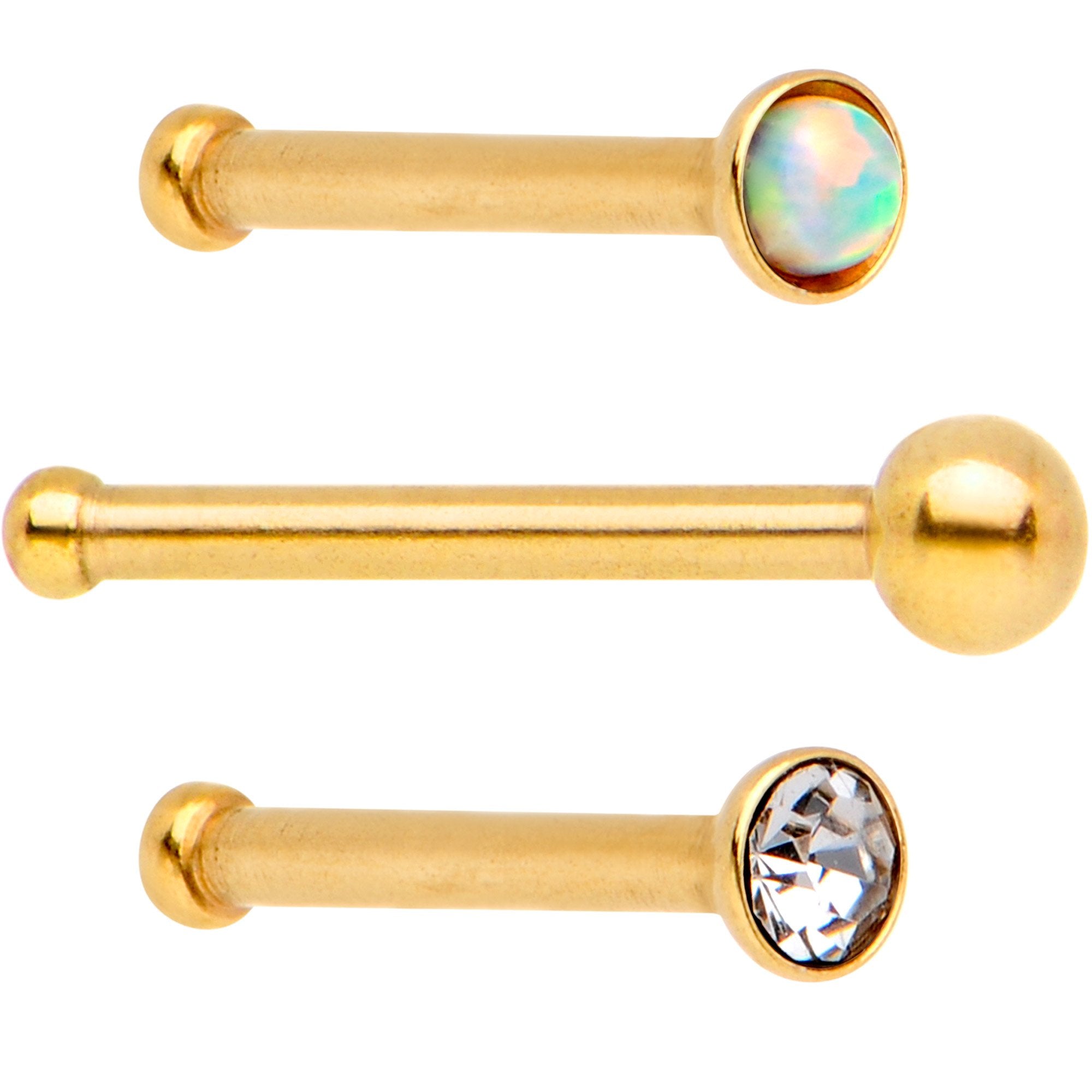 Variety Belle of the Ball Gold PVD Nose Bone 3 Pack Set