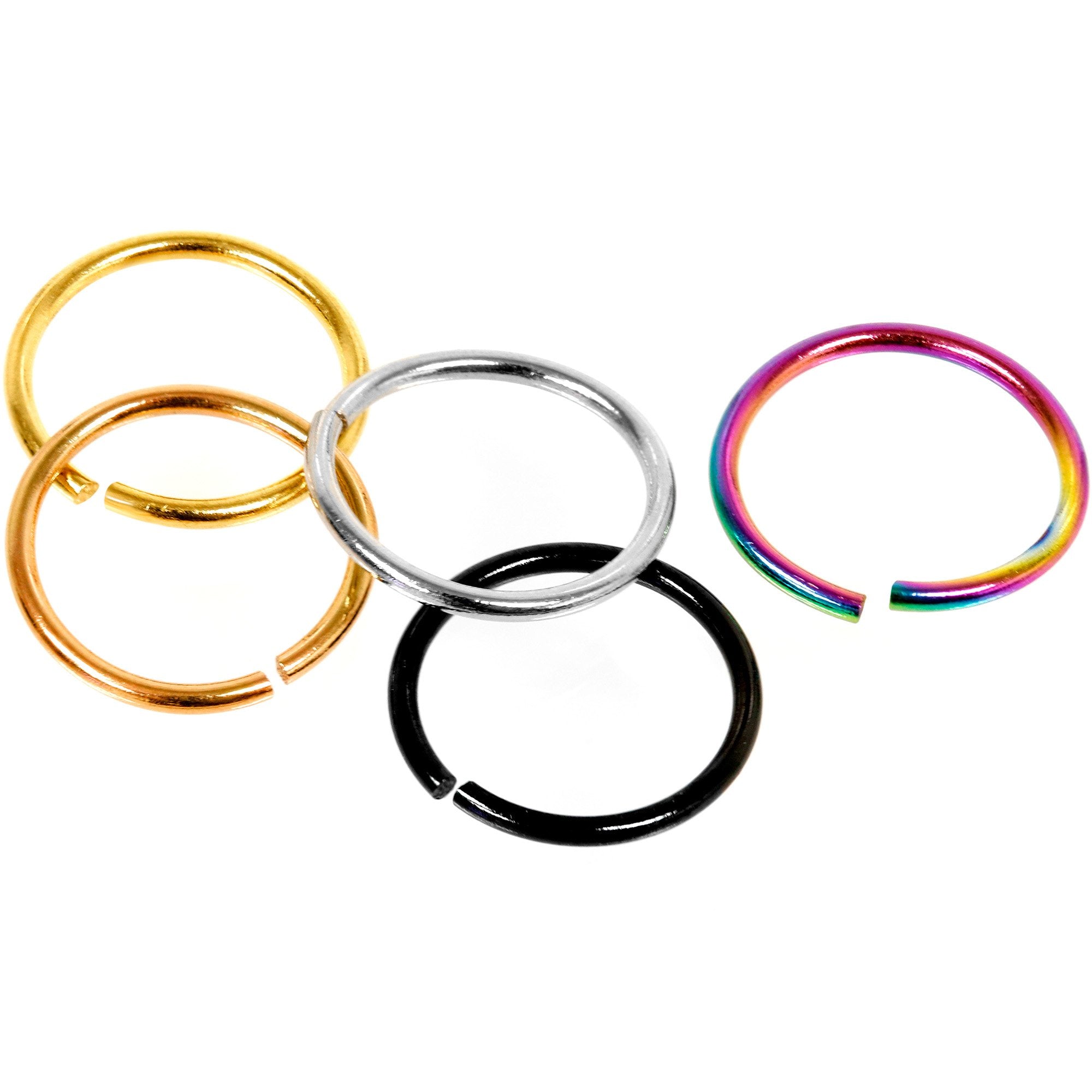 20 Gauge 5/16 Multi Color Seamless Circular Ring Set of 5