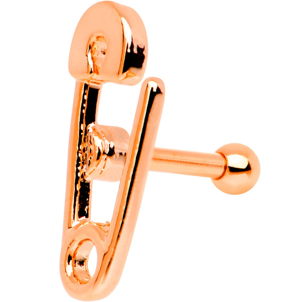 16 Gauge 1/4 Rose Gold PVD Open Safety Pin Tragus Cartilage Earring